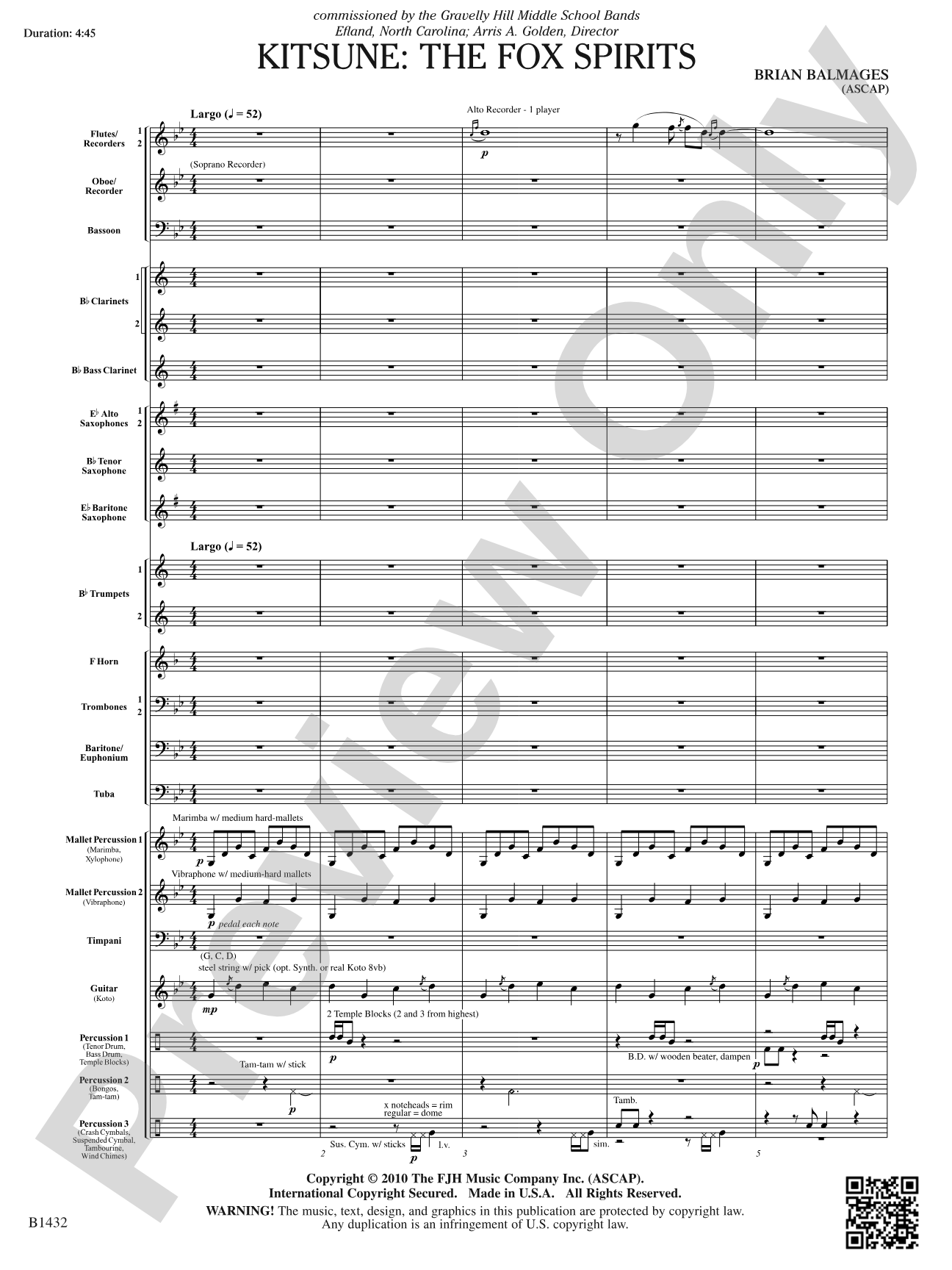 Kitsune: The Fox Spirits: Concert Band Conductor Score & Parts