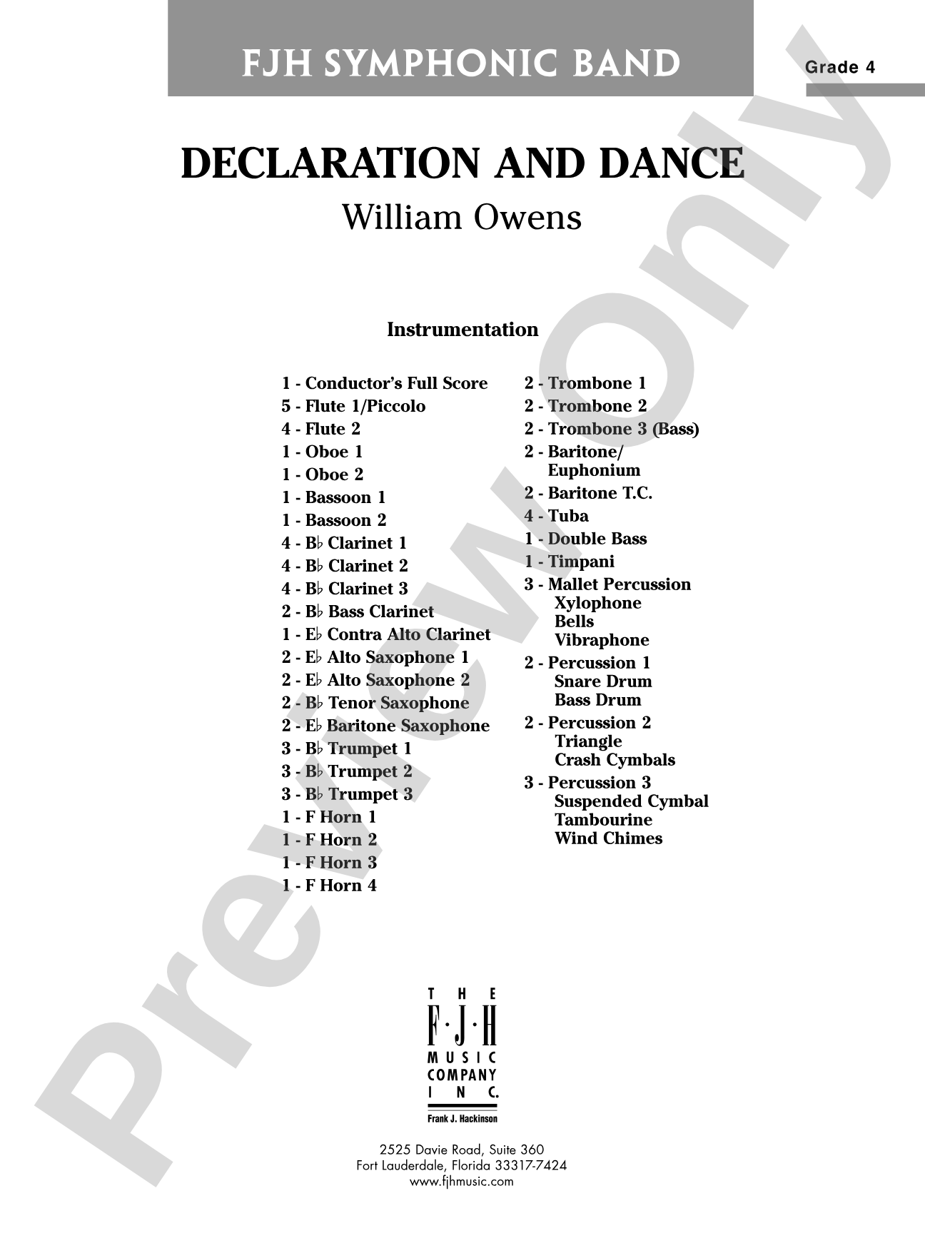 Declaration and Dance: Concert Band Conductor Score & Parts