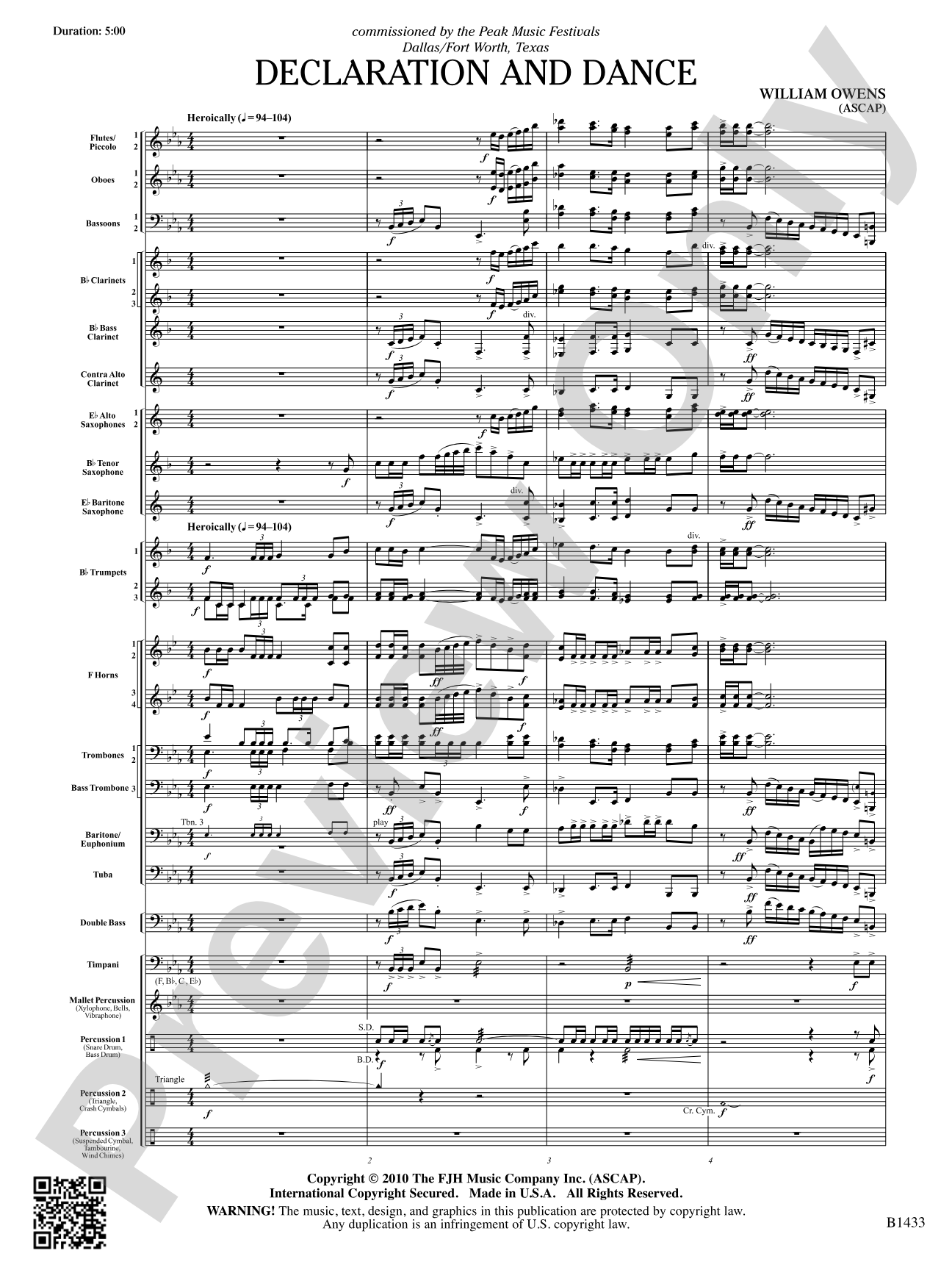 Declaration and Dance: Concert Band Conductor Score & Parts