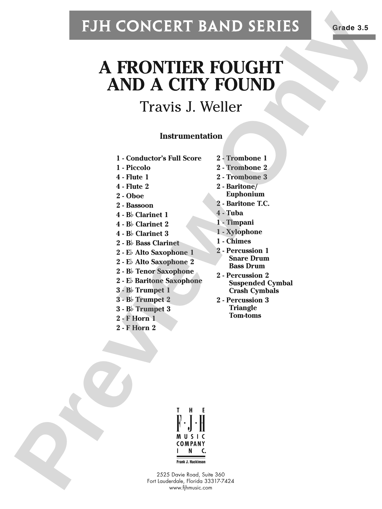 A Frontier Fought and a City Found: Concert Band Conductor Score & Parts