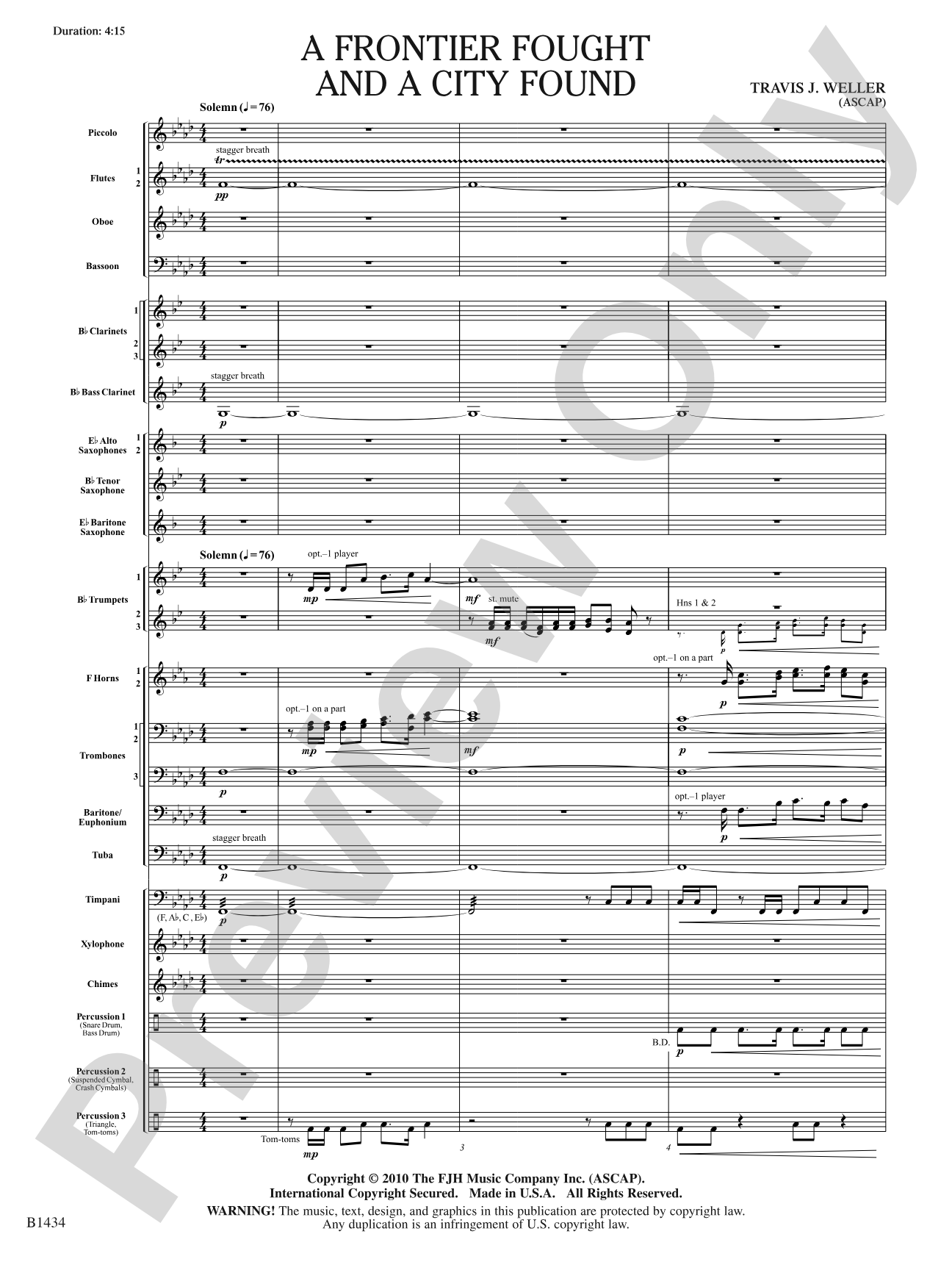 A Frontier Fought and a City Found: Concert Band Conductor Score & Parts
