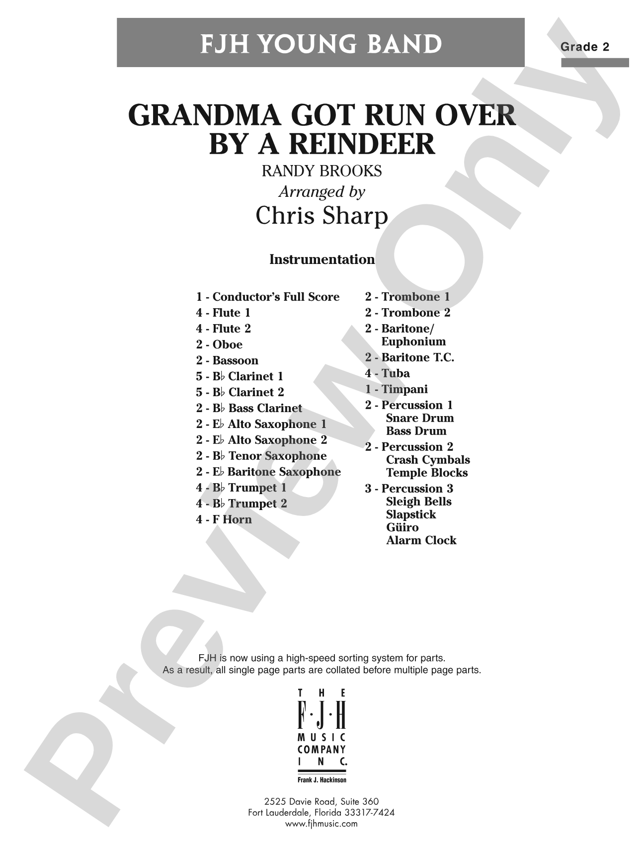 Grandma Got Run Over by a Reindeer: Concert Band Conductor Score & Parts