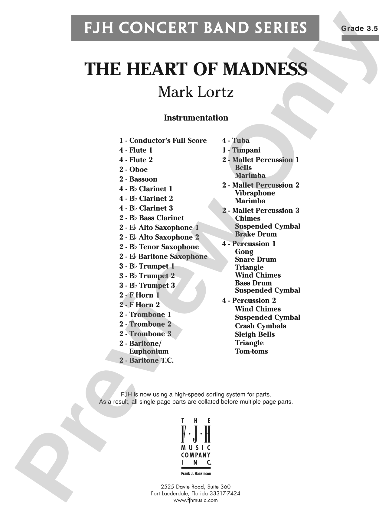 The Heart of Madness: Concert Band Conductor Score & Parts