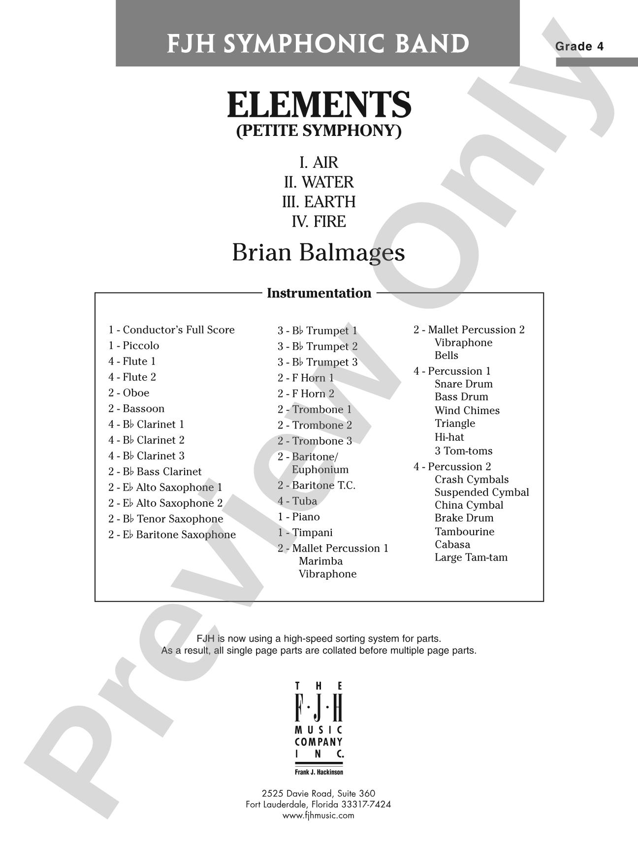 Elements (Petite Symphony): Concert Band Conductor Score & Parts