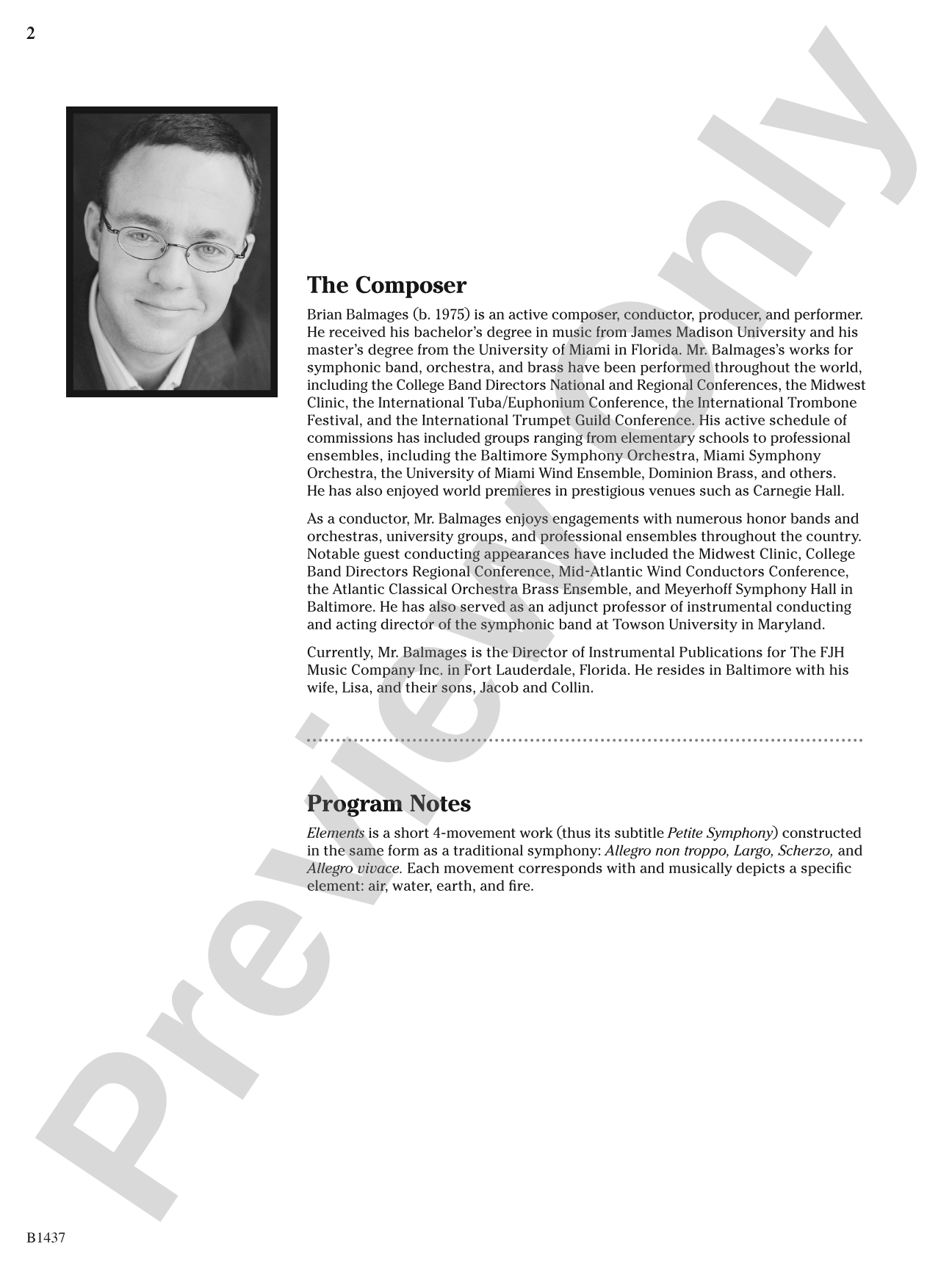 Elements (Petite Symphony): Concert Band Conductor Score & Parts