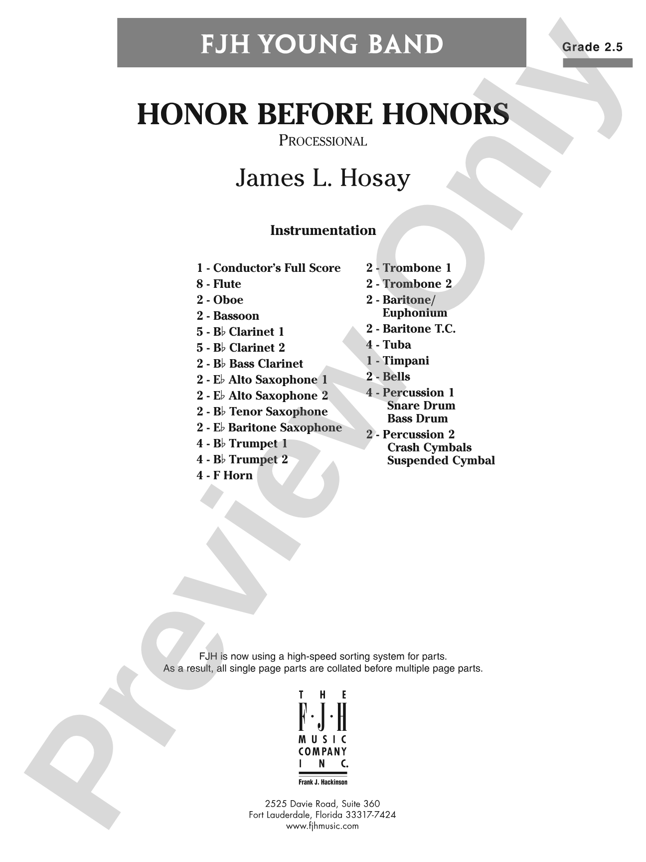 Honor Before Honors: Concert Band Conductor Score & Parts
