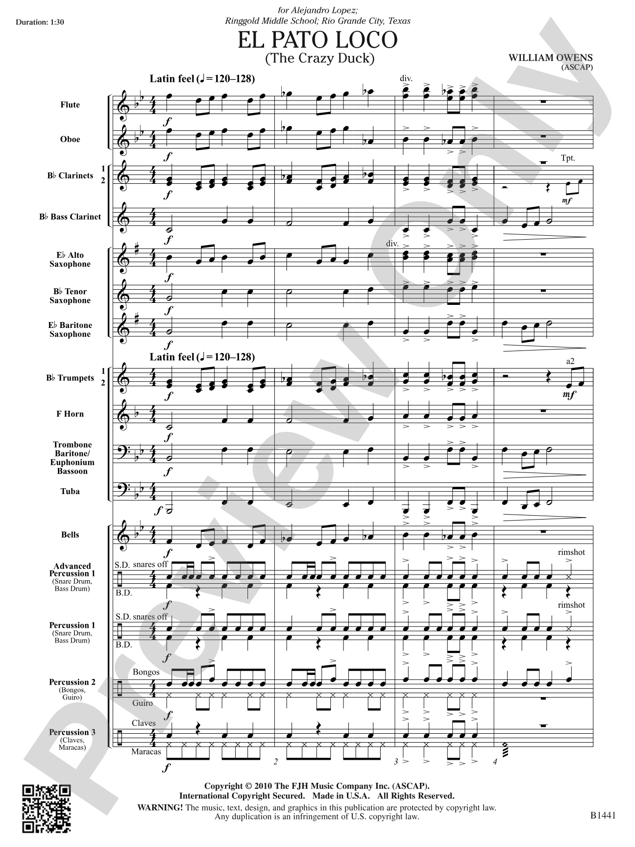 El Pato Loco (The Crazy Duck): Concert Band Conductor Score & Parts