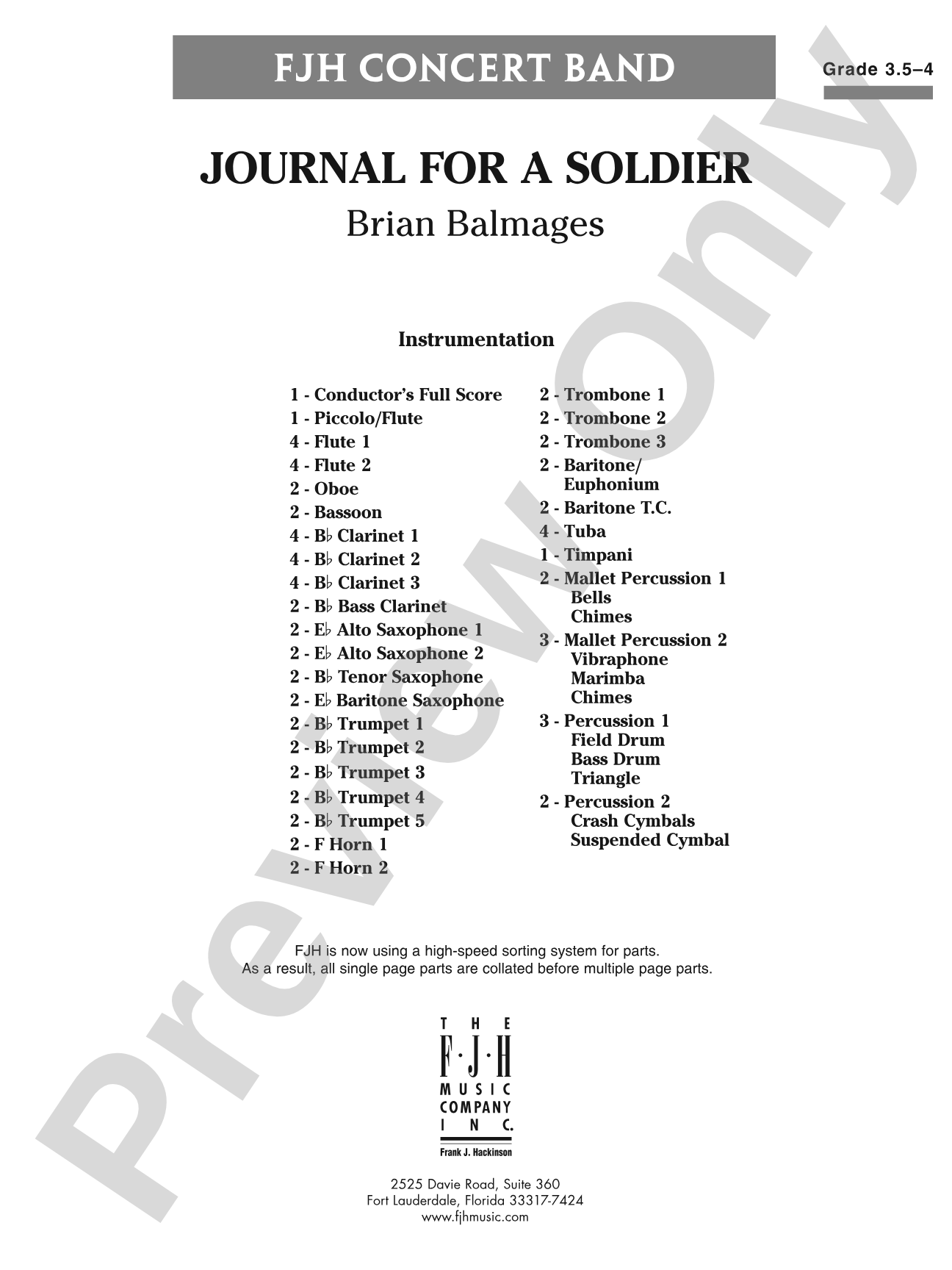 Journal for a Soldier: Concert Band Conductor Score & Parts