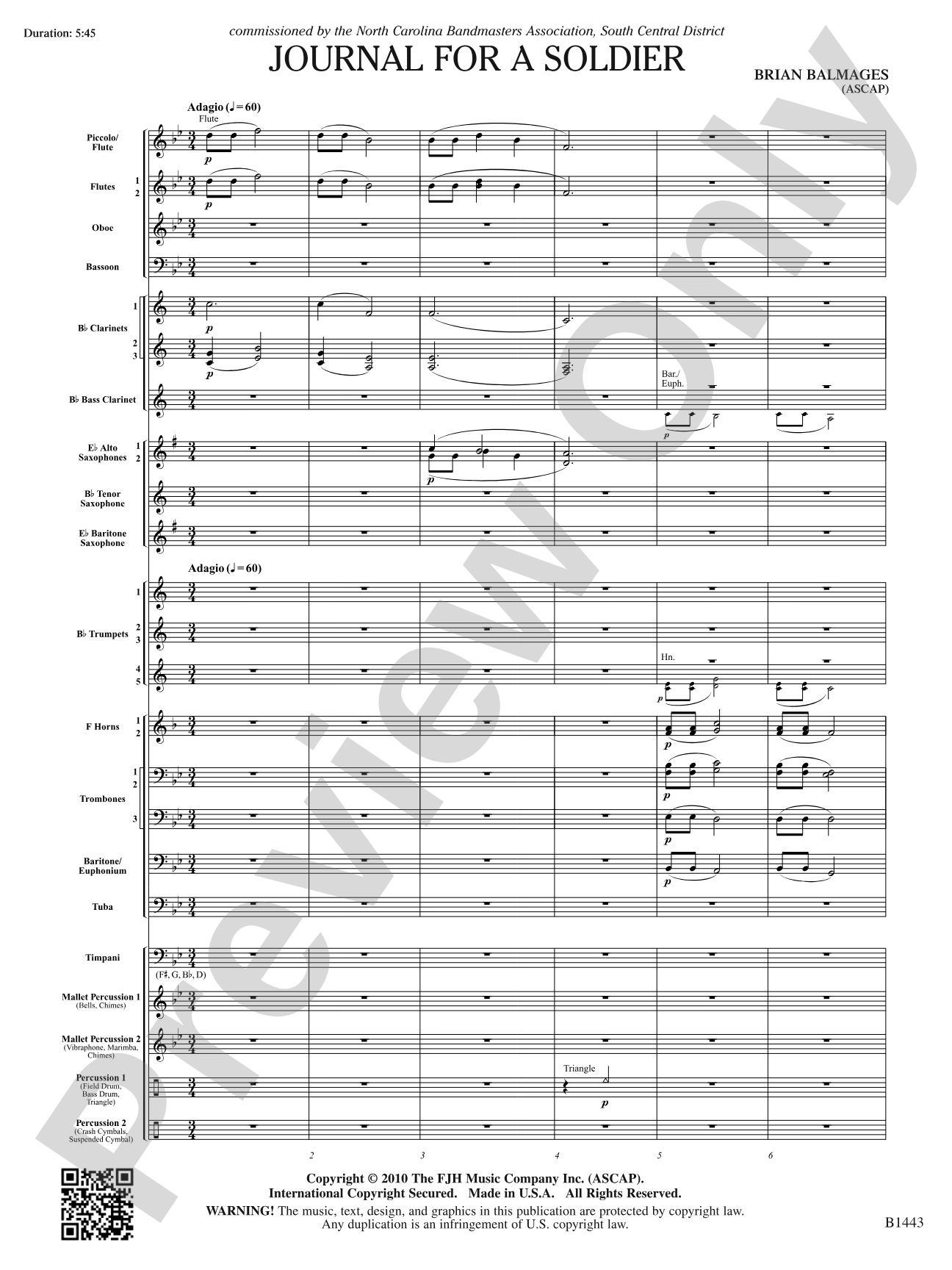 Journal for a Soldier: Concert Band Conductor Score & Parts