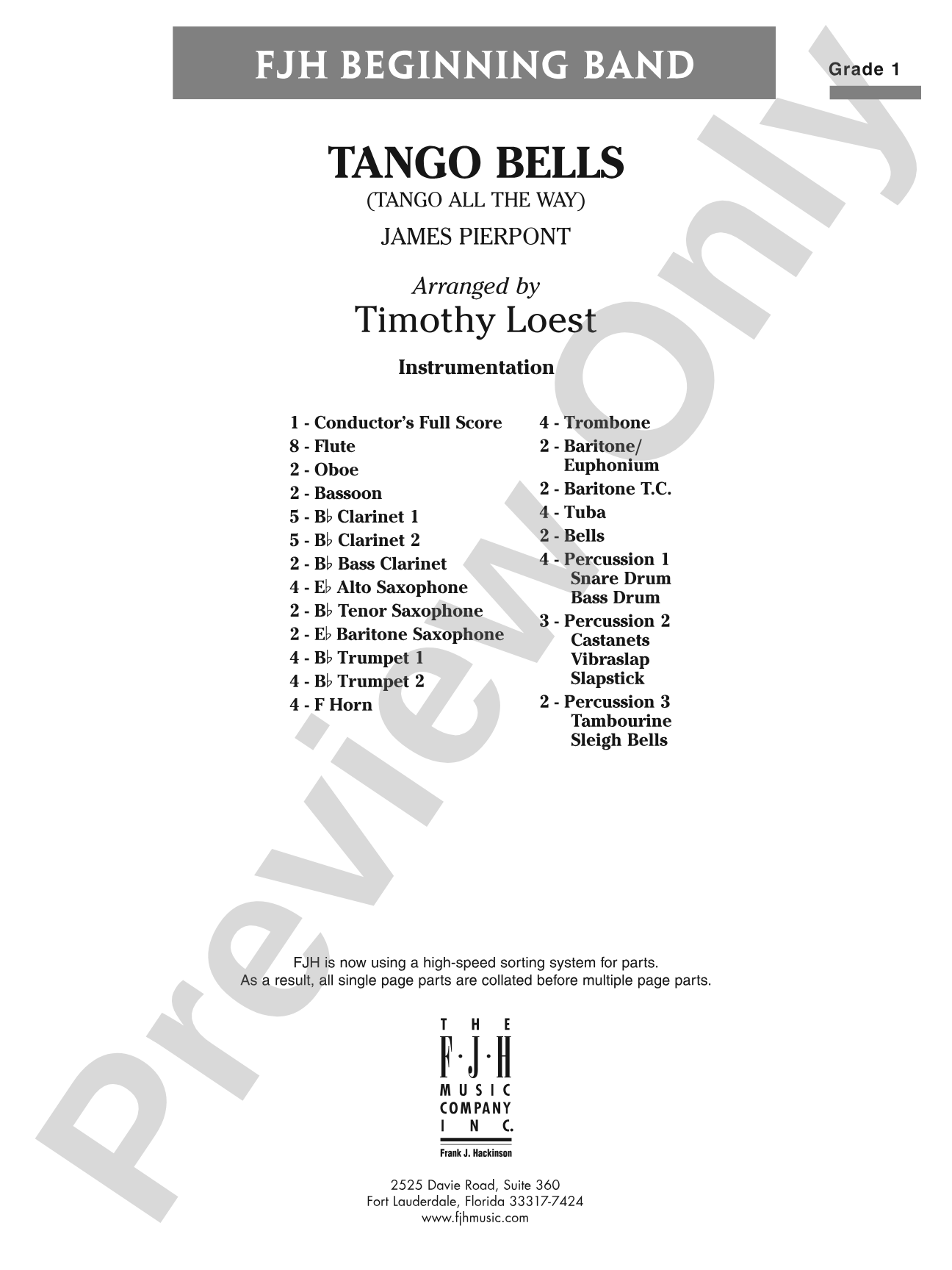 Tango Bells (Tango All the Way!): Concert Band Conductor Score & Parts