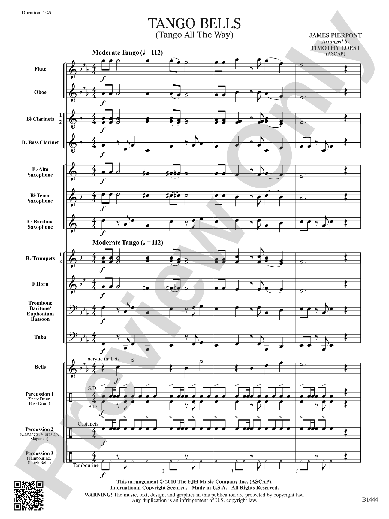 Tango Bells (Tango All the Way!): Concert Band Conductor Score & Parts