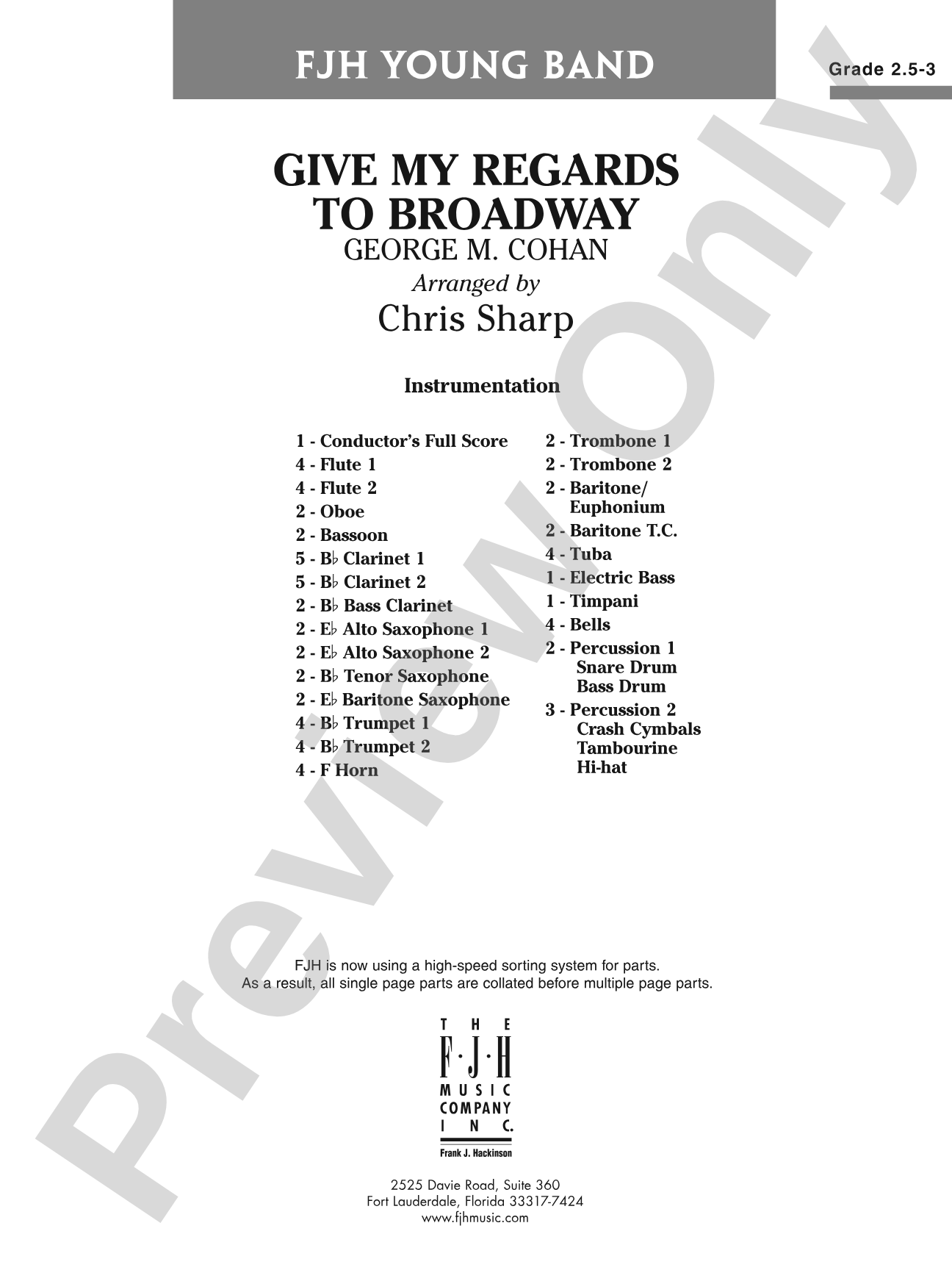 Give My Regards to Broadway: Concert Band Conductor Score & Parts