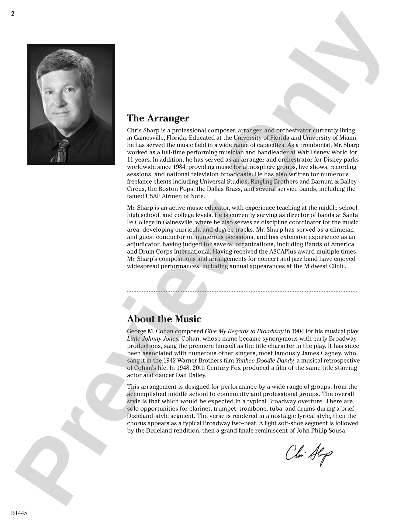 Give My Regards to Broadway: Concert Band Conductor Score & Parts