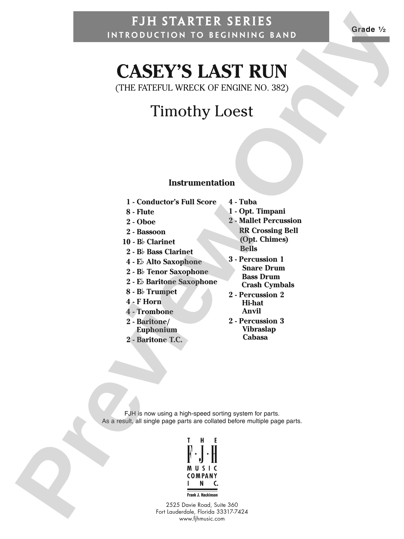 Casey's Last Run: Concert Band Conductor Score & Parts