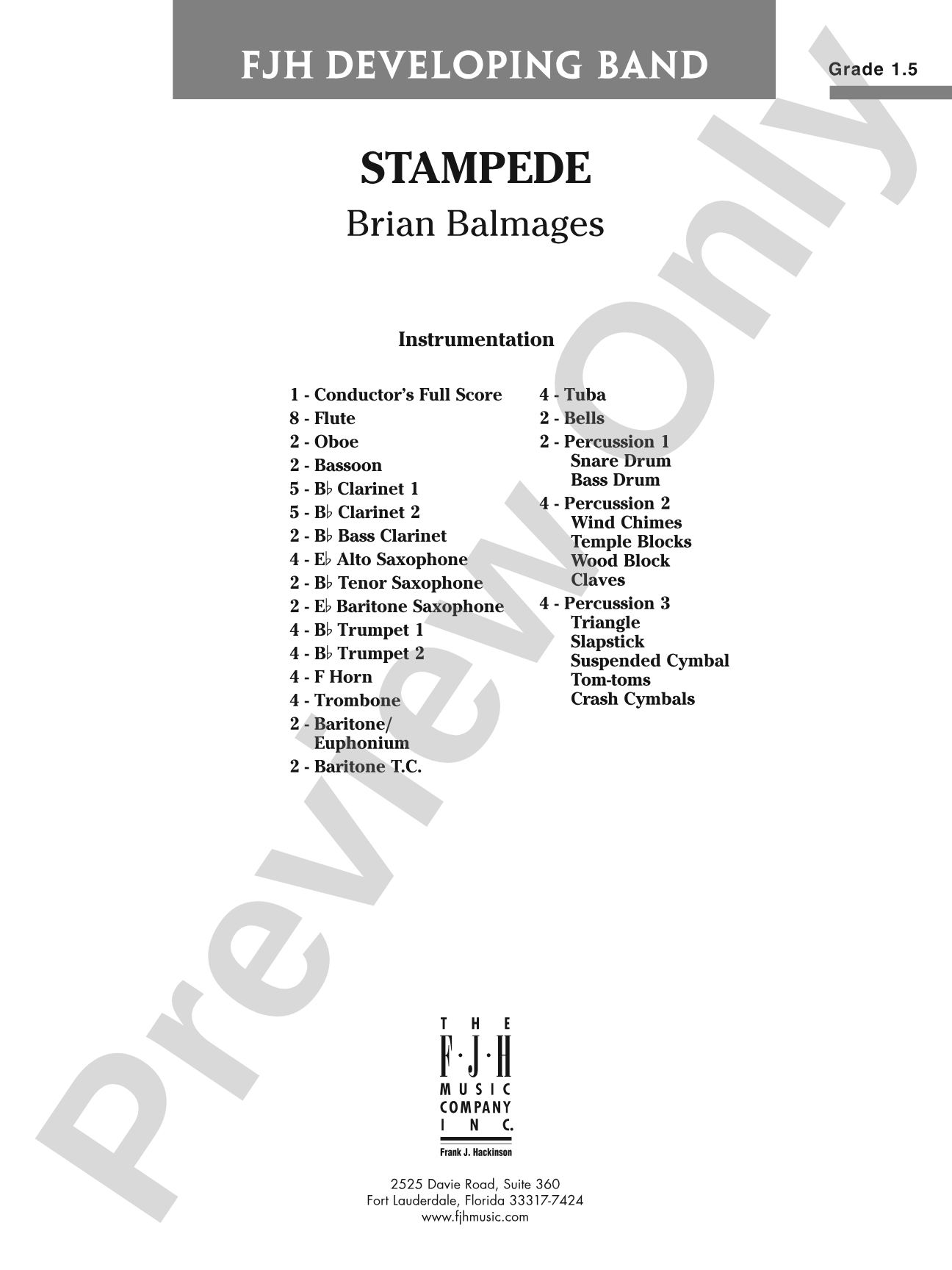 Stampede: Concert Band Conductor Score & Parts