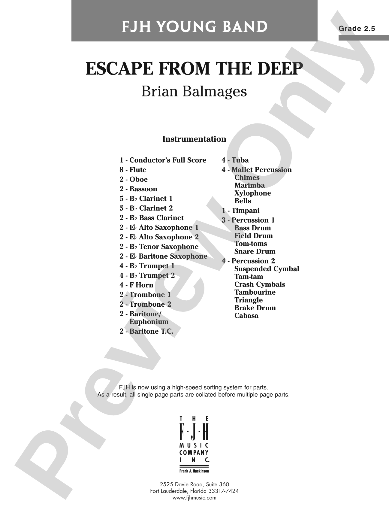 Escape from the Deep: Concert Band Conductor Score & Parts