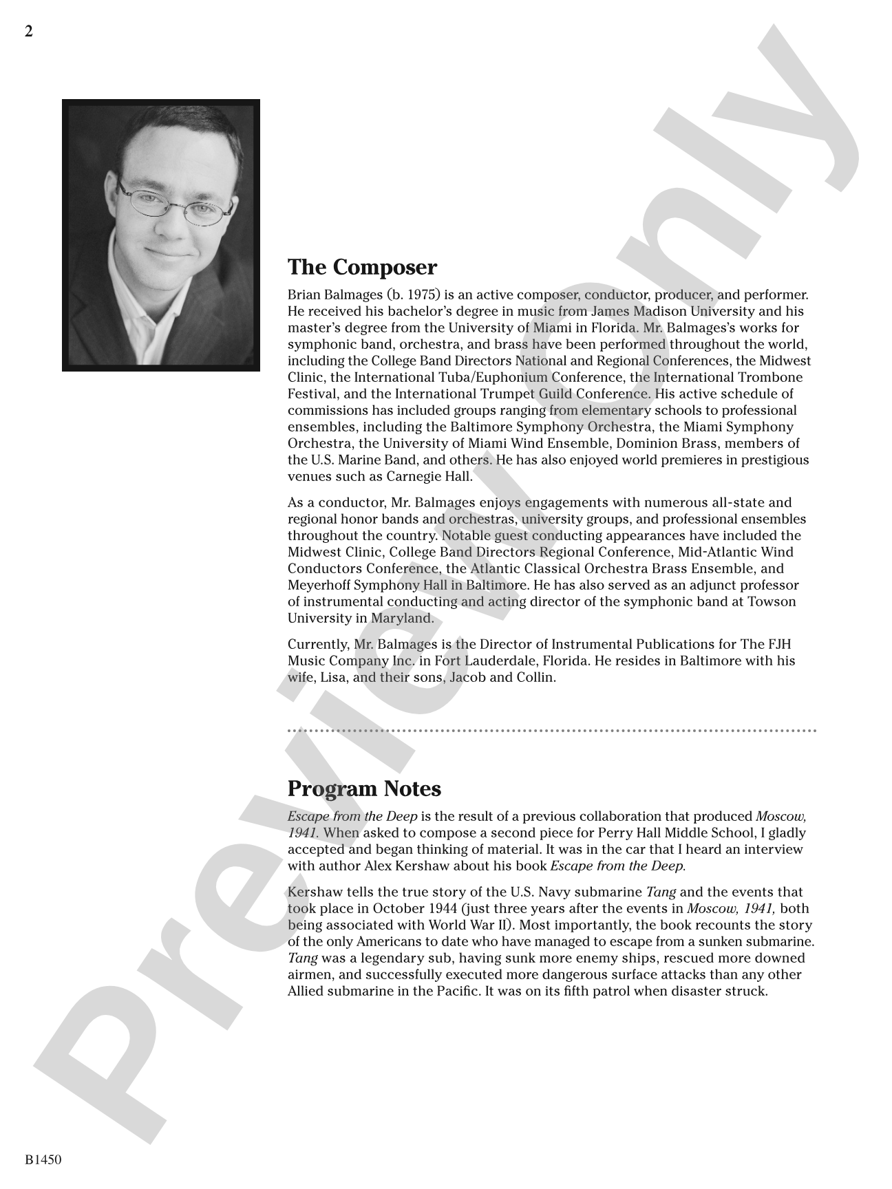 Escape from the Deep: Concert Band Conductor Score & Parts