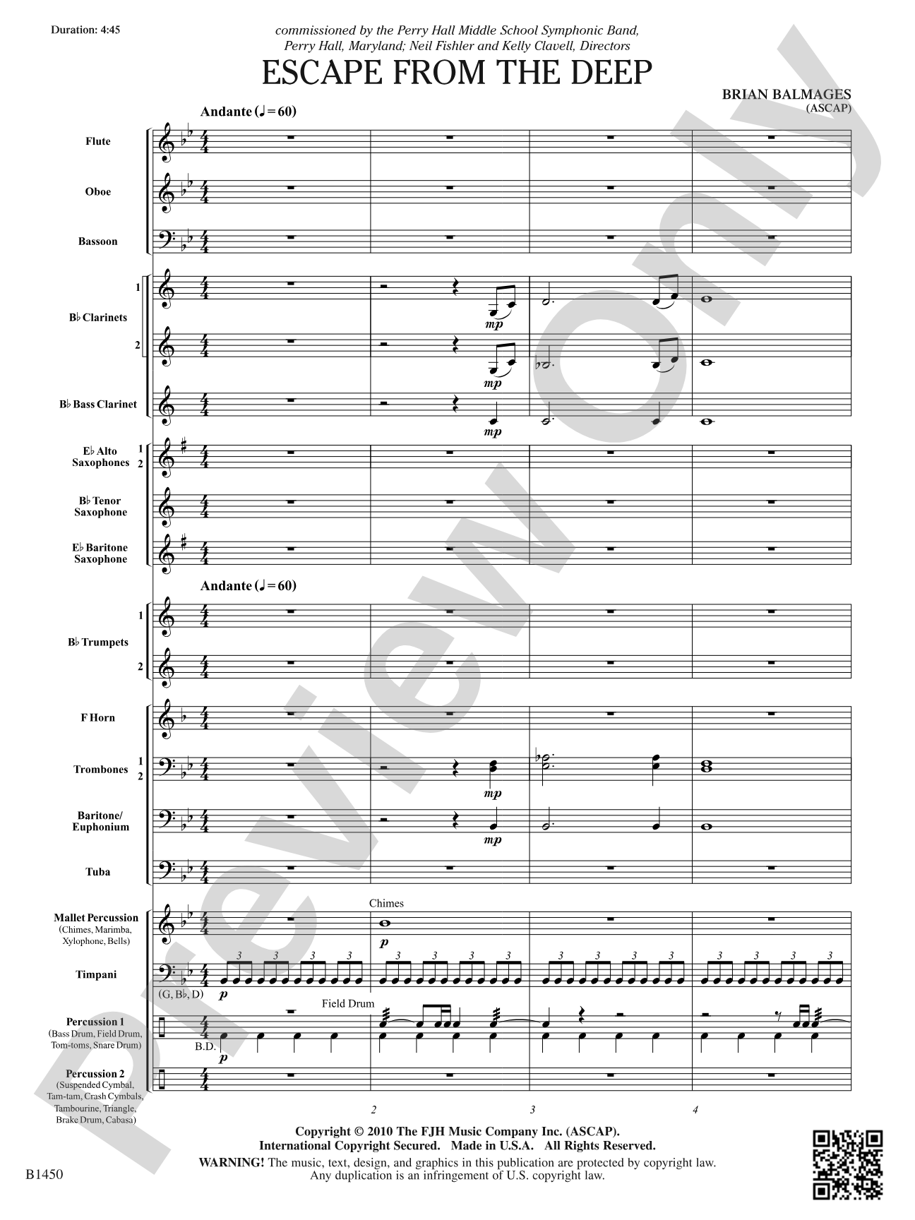 Escape from the Deep: Concert Band Conductor Score & Parts