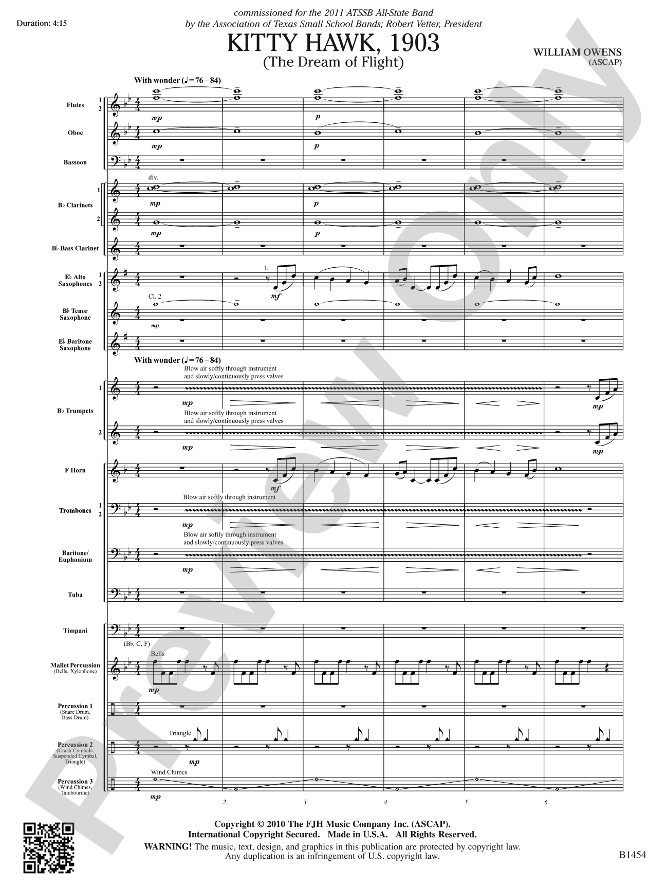 Kitty Hawk, 1903: Concert Band Conductor Score & Parts