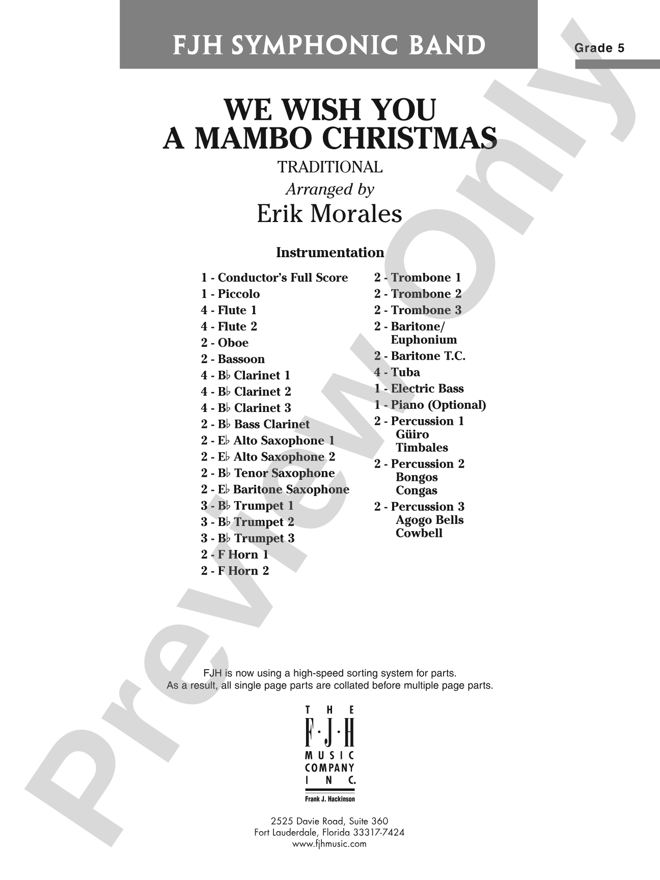 We Wish You a Mambo Christmas: Concert Band Conductor Score & Parts
