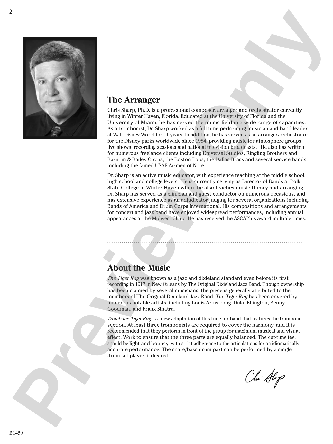 Trombone Tiger Rag: Score