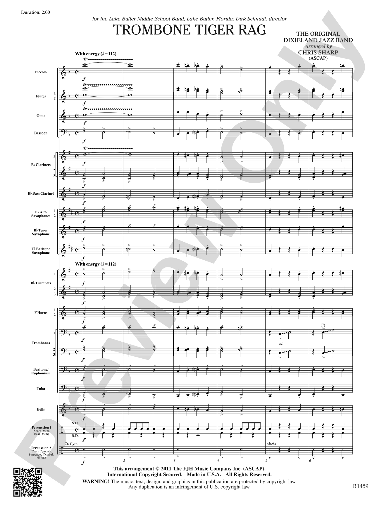 Trombone Tiger Rag: Score