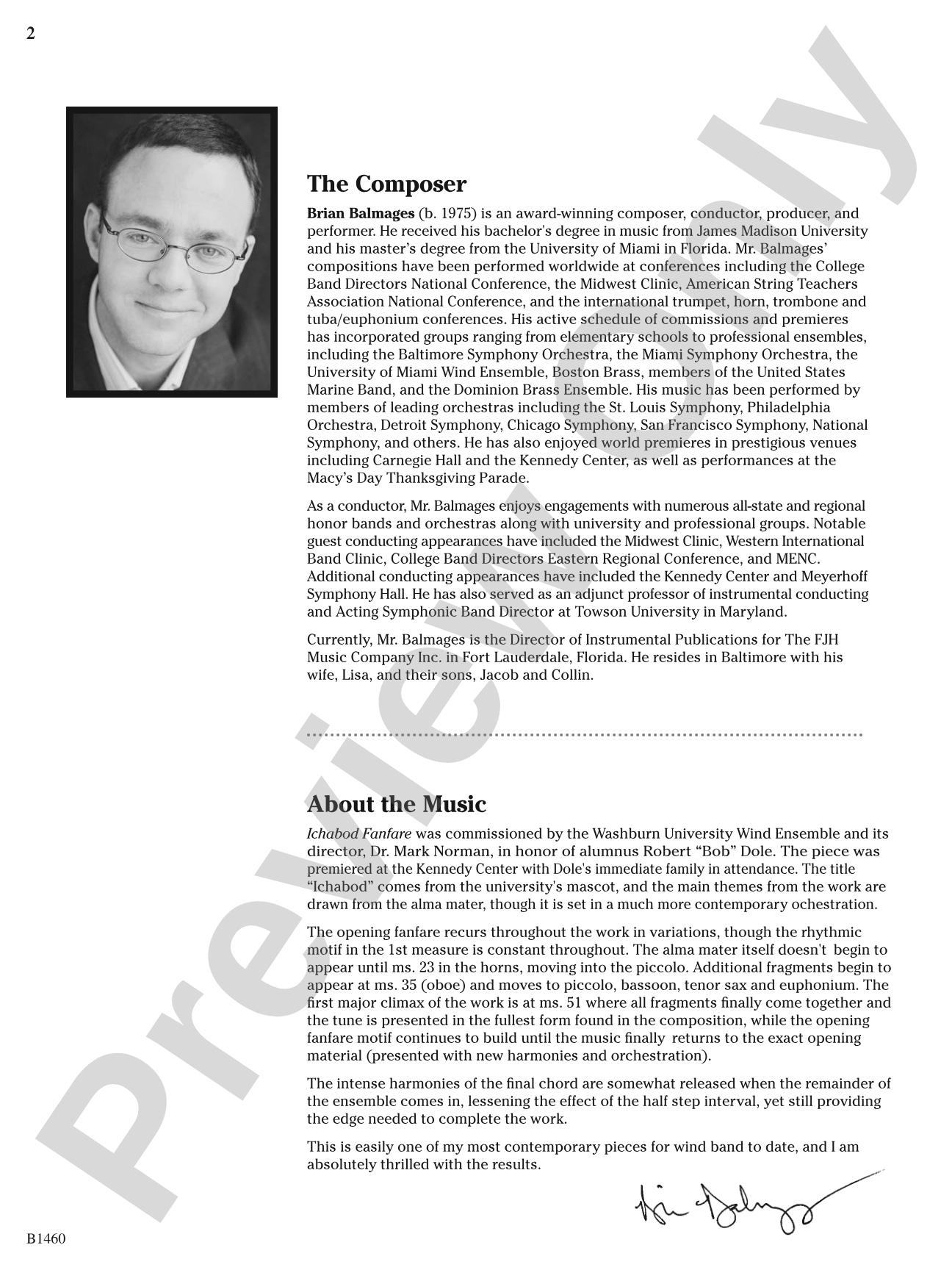 Ichabod Fanfare: Concert Band Conductor Score & Parts