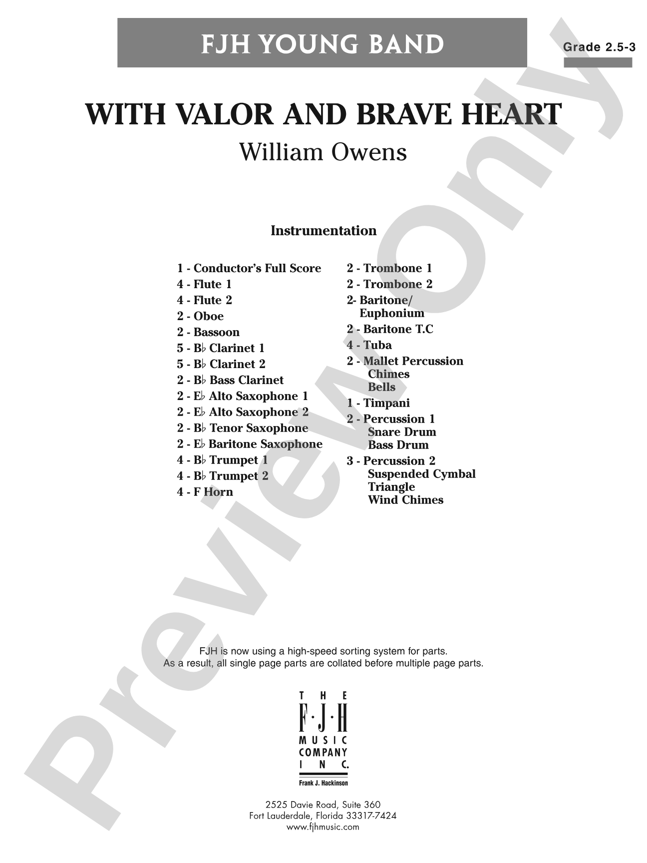 With Valor and Brave Heart: Concert Band Conductor Score & Parts