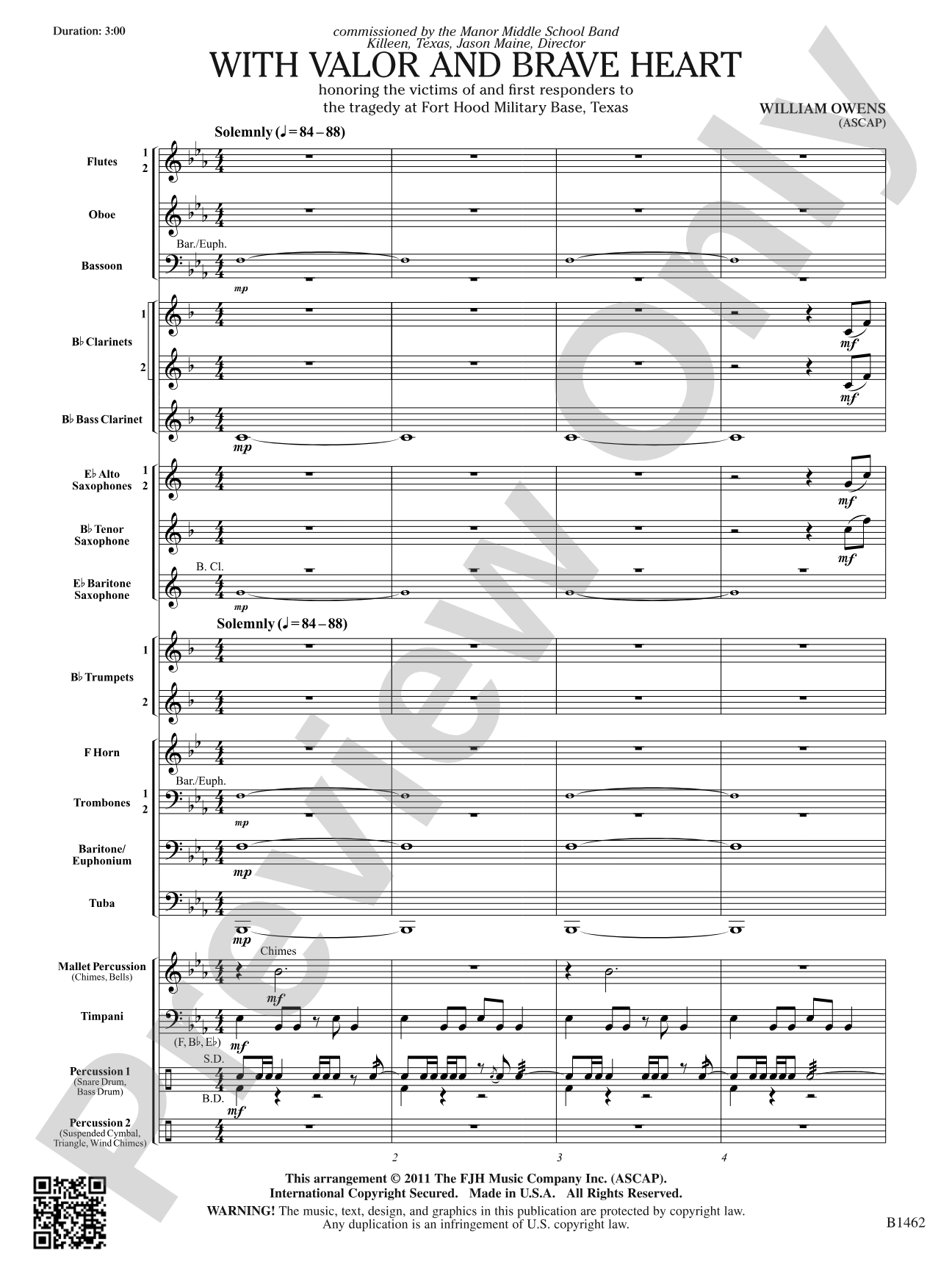 With Valor and Brave Heart: Concert Band Conductor Score & Parts