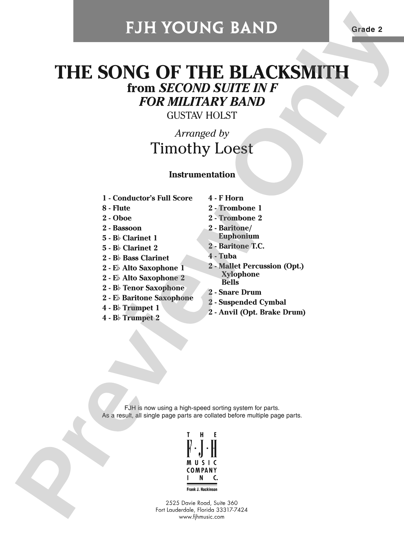 The Song of the Blacksmith: Concert Band Conductor Score & Parts