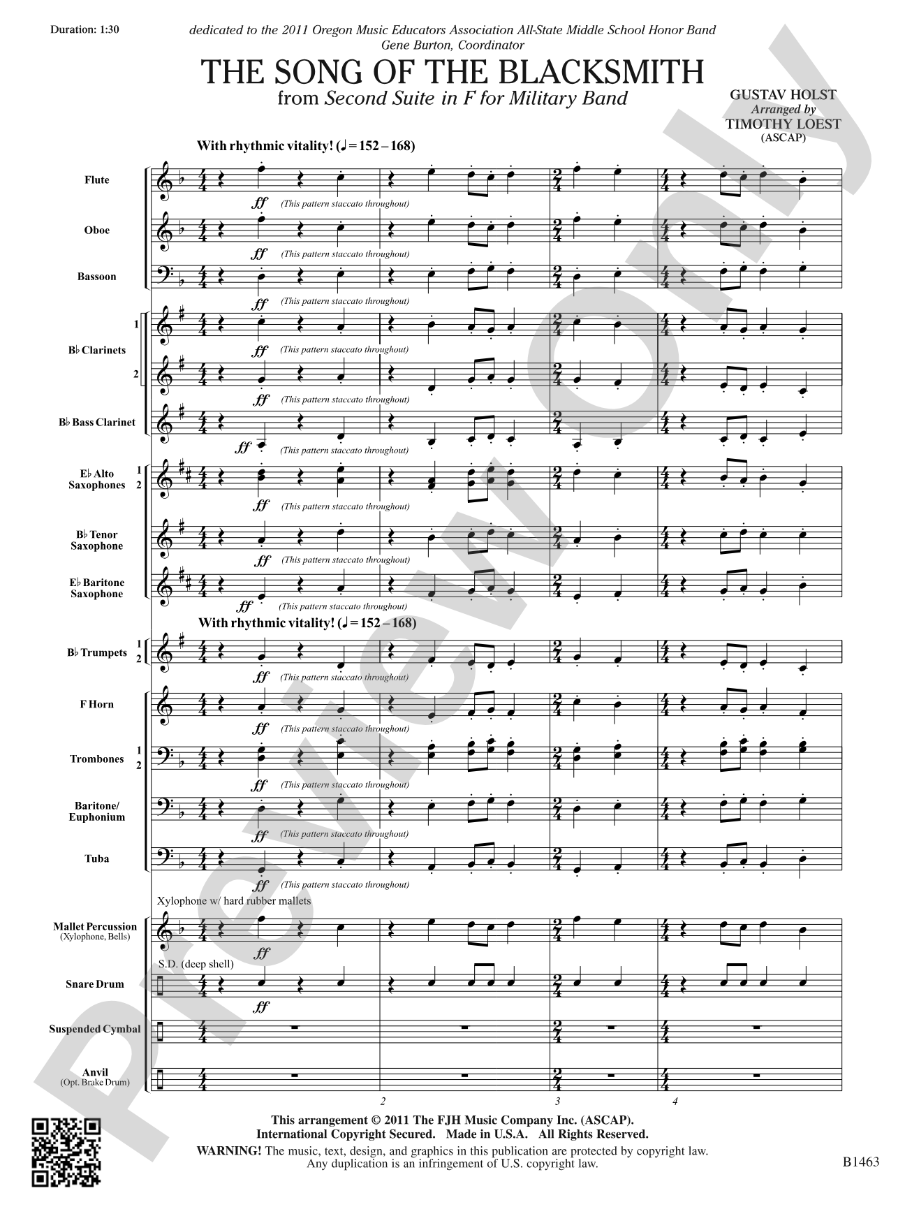 The Song of the Blacksmith: Concert Band Conductor Score & Parts