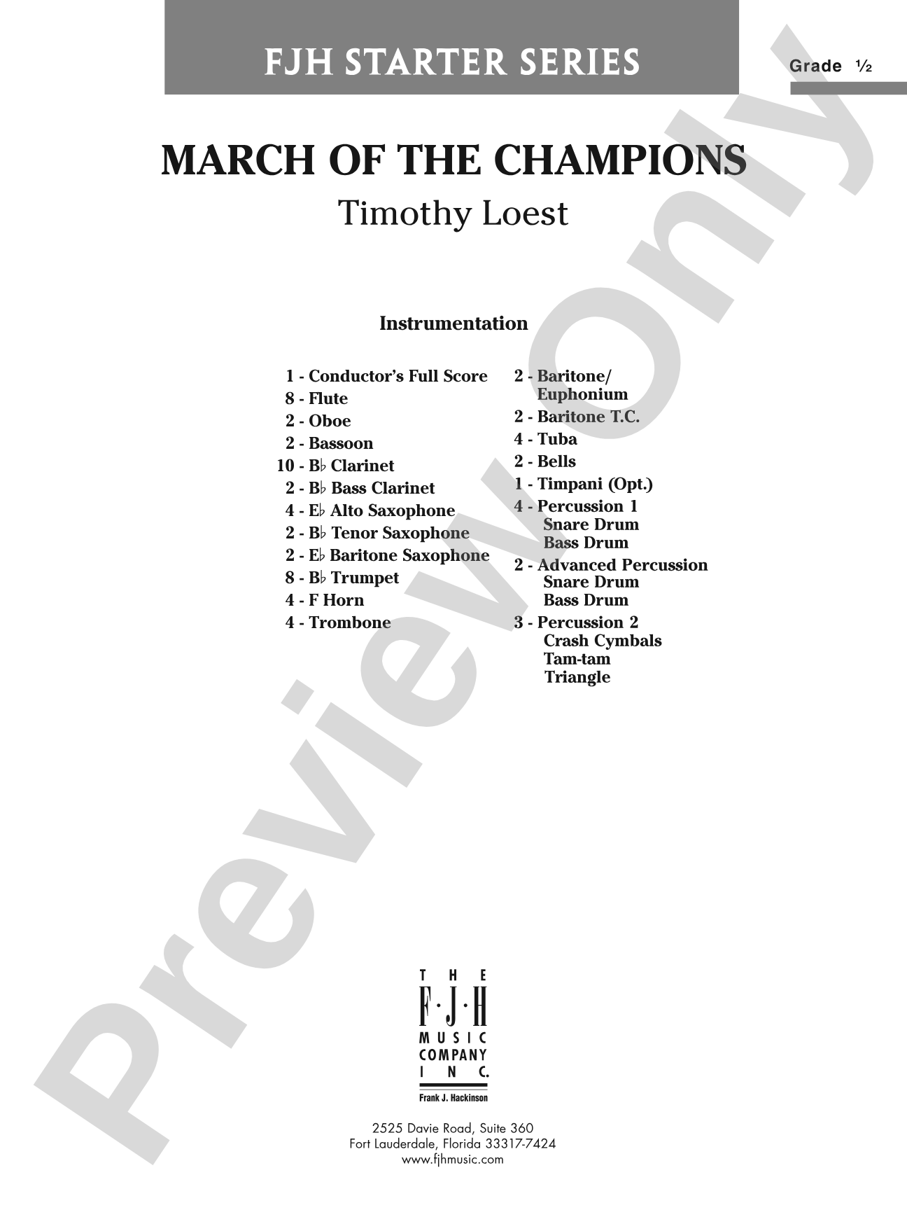 March of the Champions: Concert Band Conductor Score & Parts