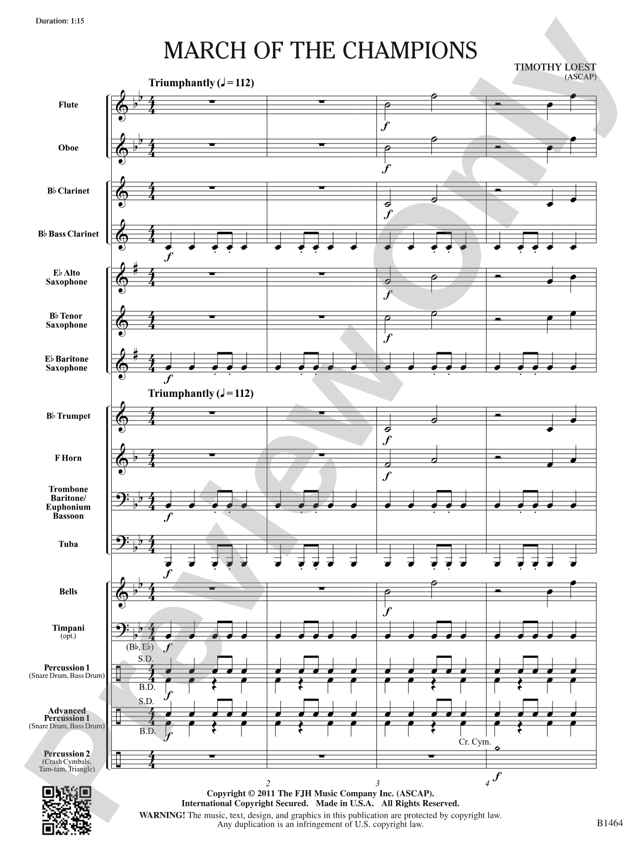 March of the Champions: Concert Band Conductor Score & Parts