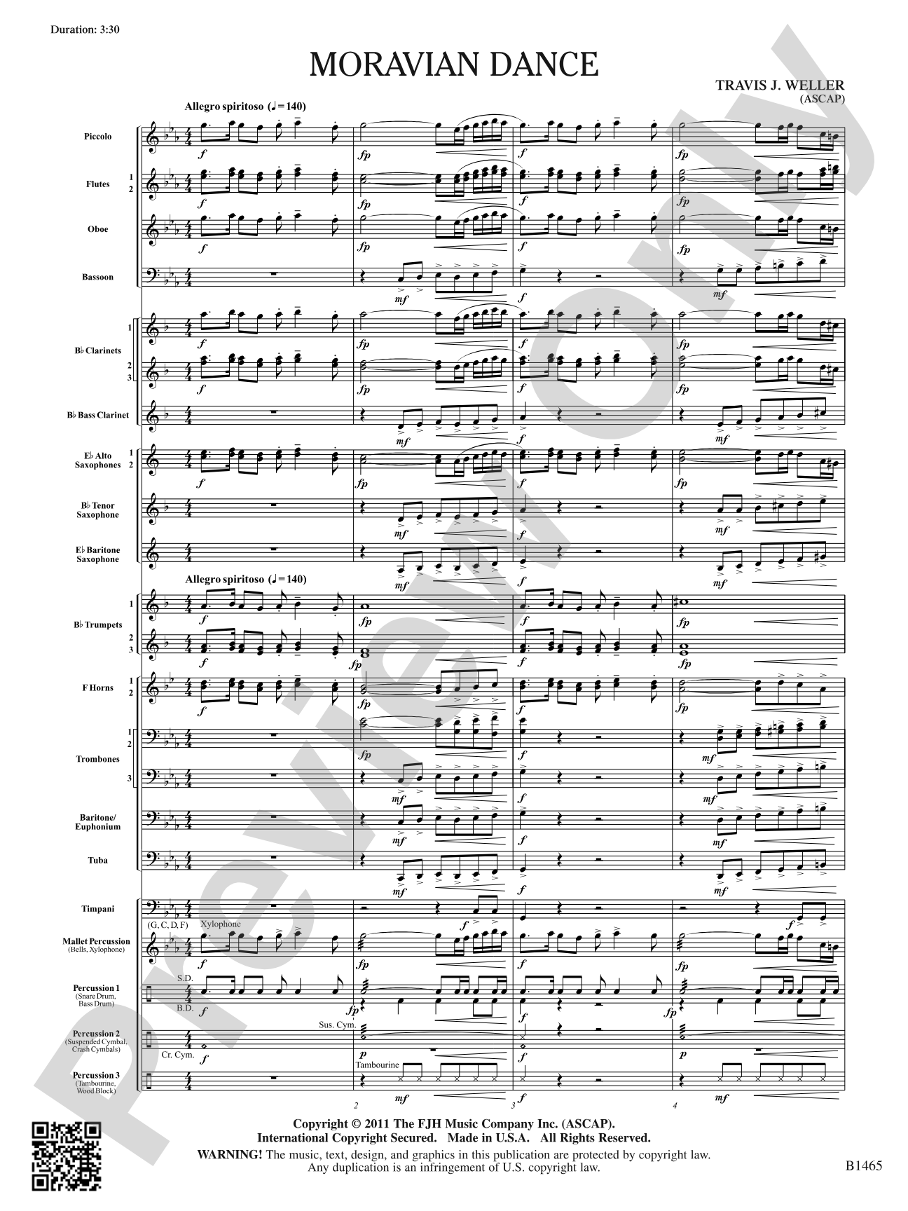 Moravian Dance: Concert Band Conductor Score & Parts