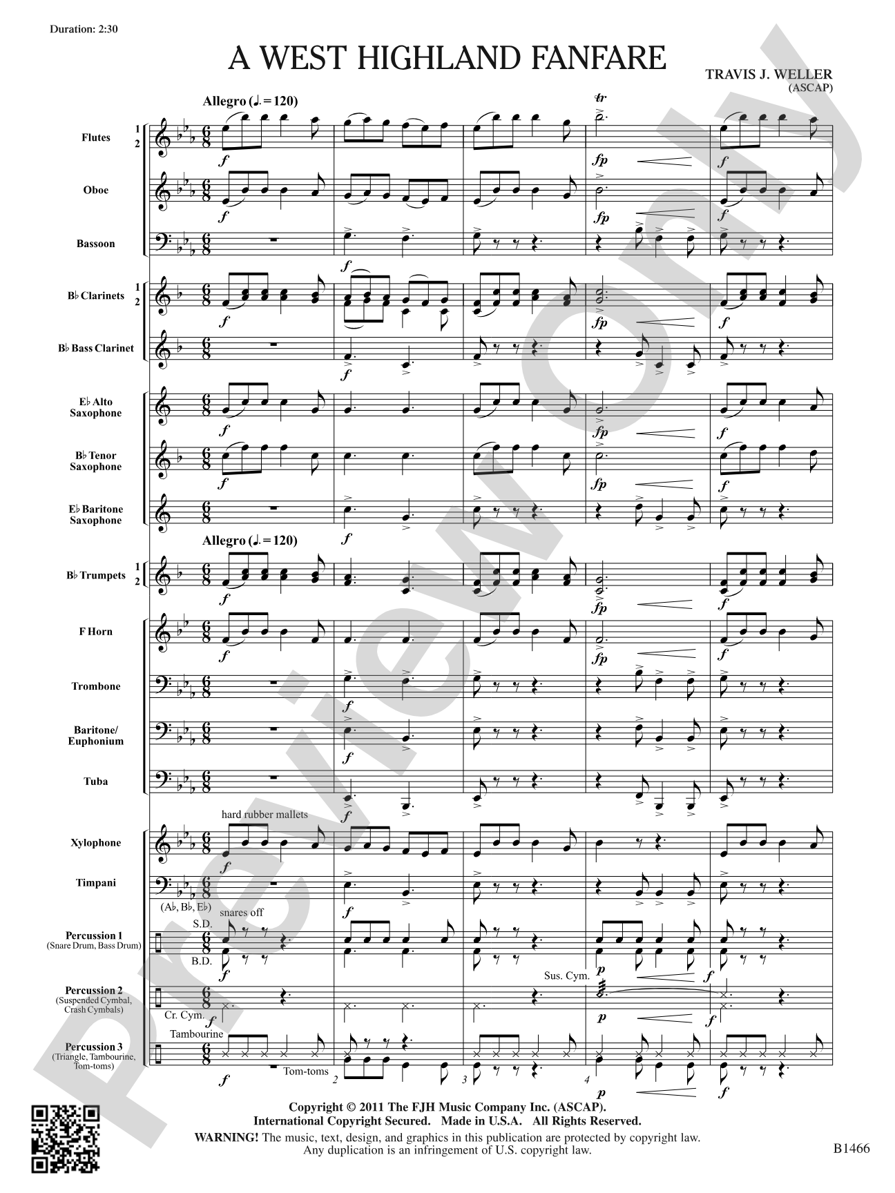 A West Highland Fanfare: Concert Band Conductor Score & Parts