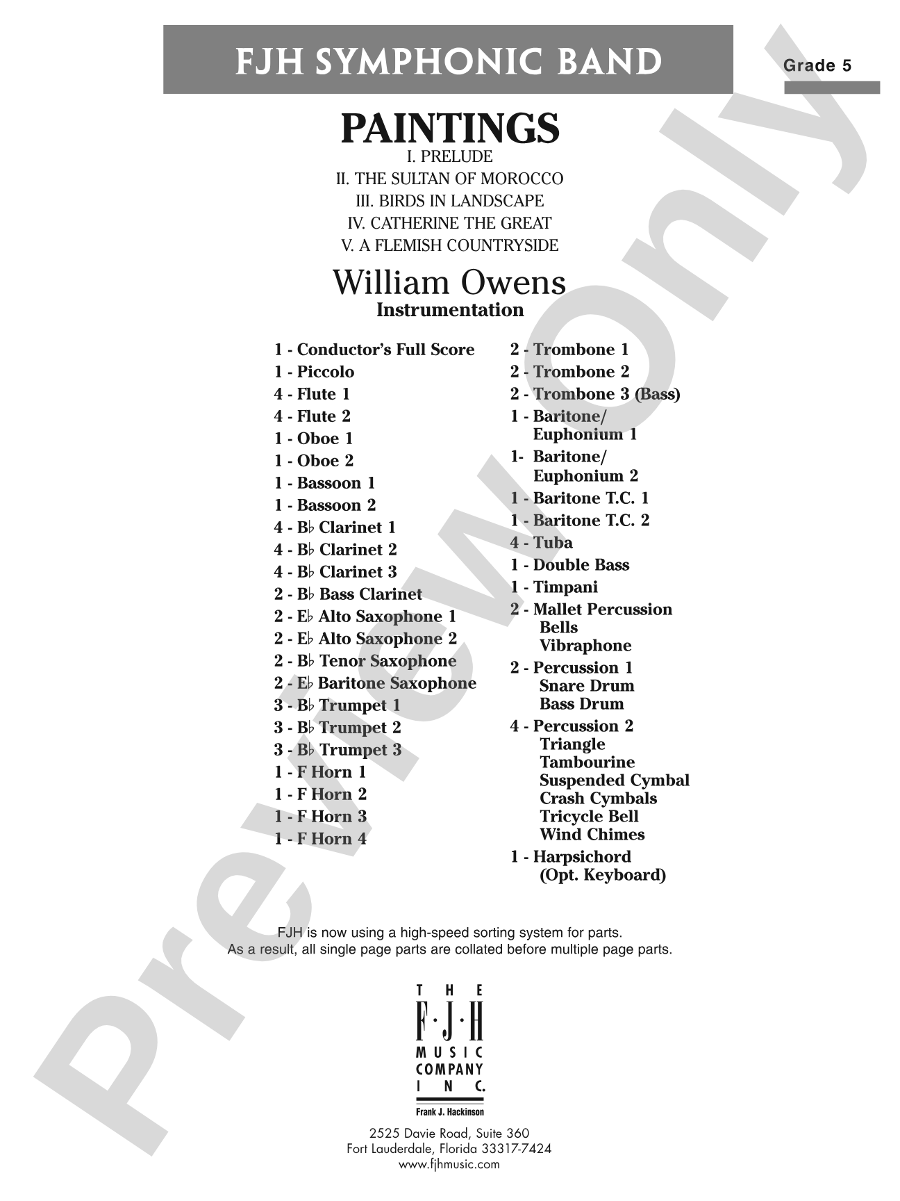 Paintings: Concert Band Conductor Score & Parts