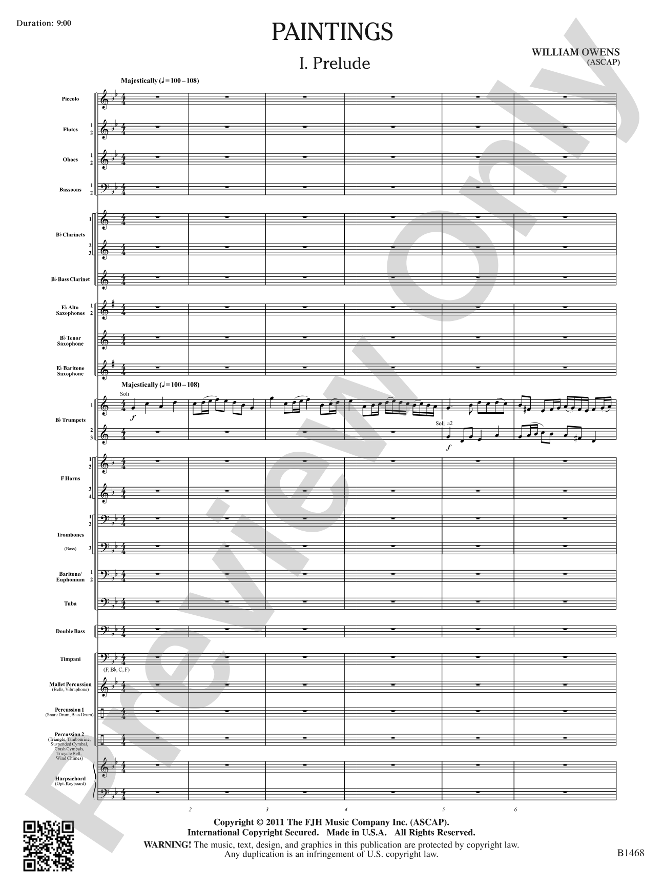 Paintings: Concert Band Conductor Score & Parts