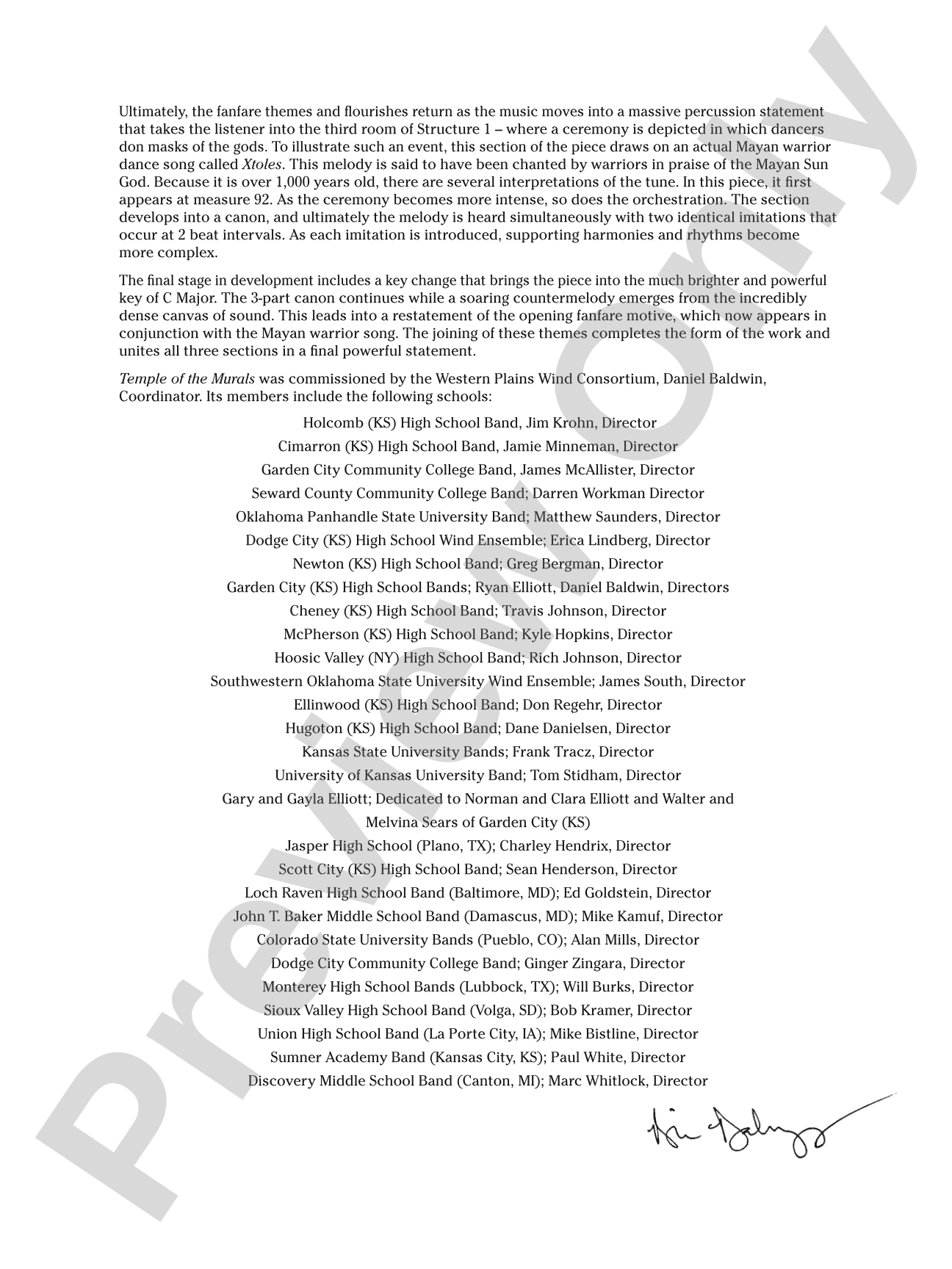 Temple of the Murals: Concert Band Conductor Score & Parts