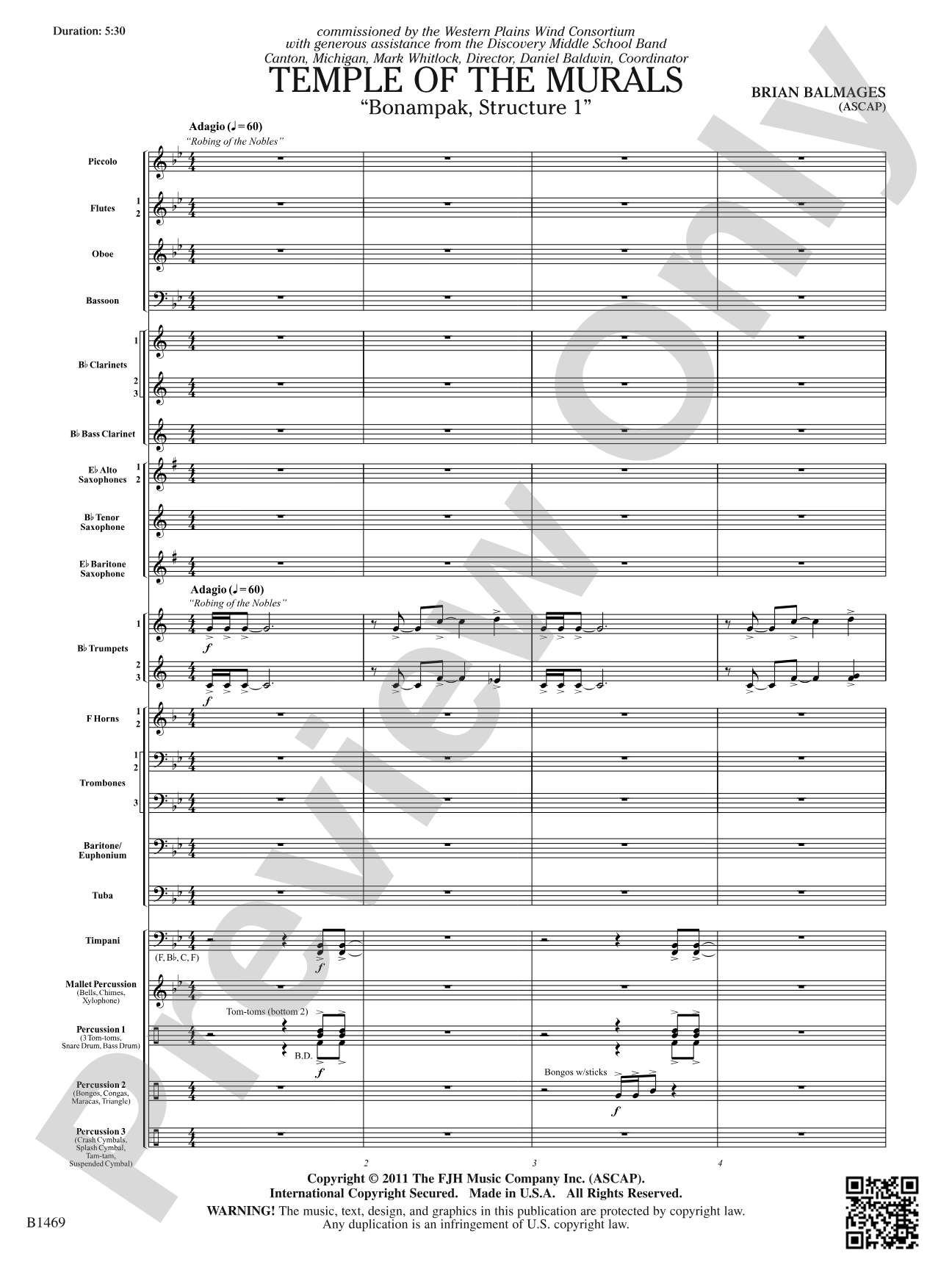 Temple of the Murals: Concert Band Conductor Score & Parts