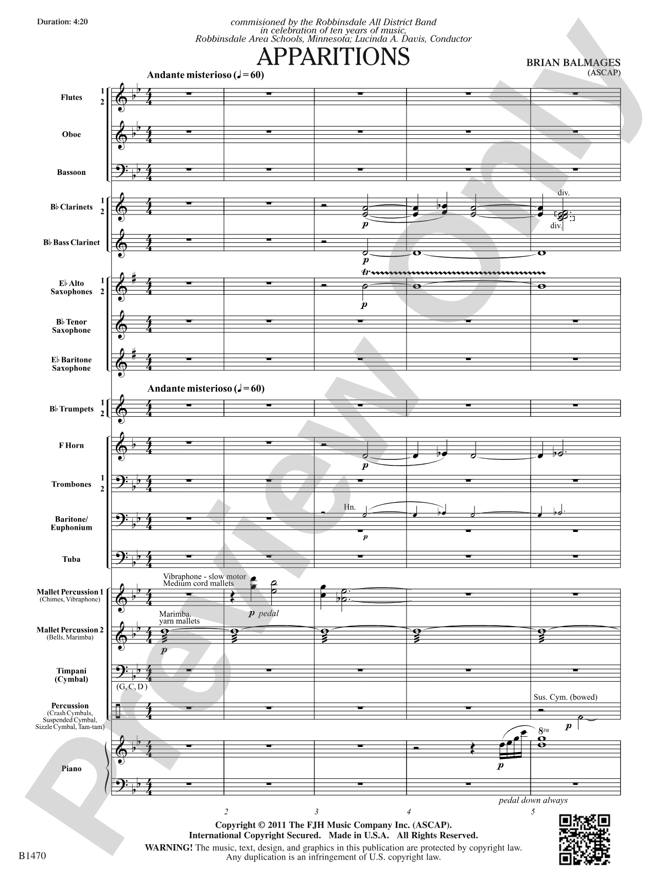 Apparitions: Concert Band Conductor Score & Parts