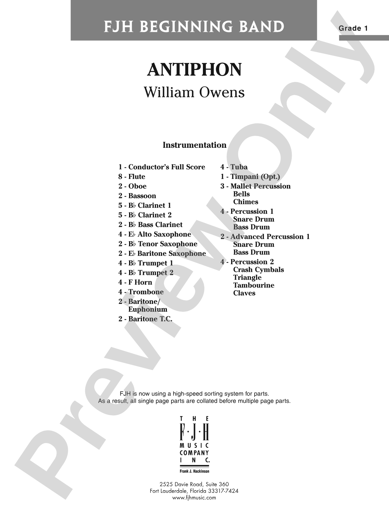 Antiphon: Concert Band Conductor Score & Parts
