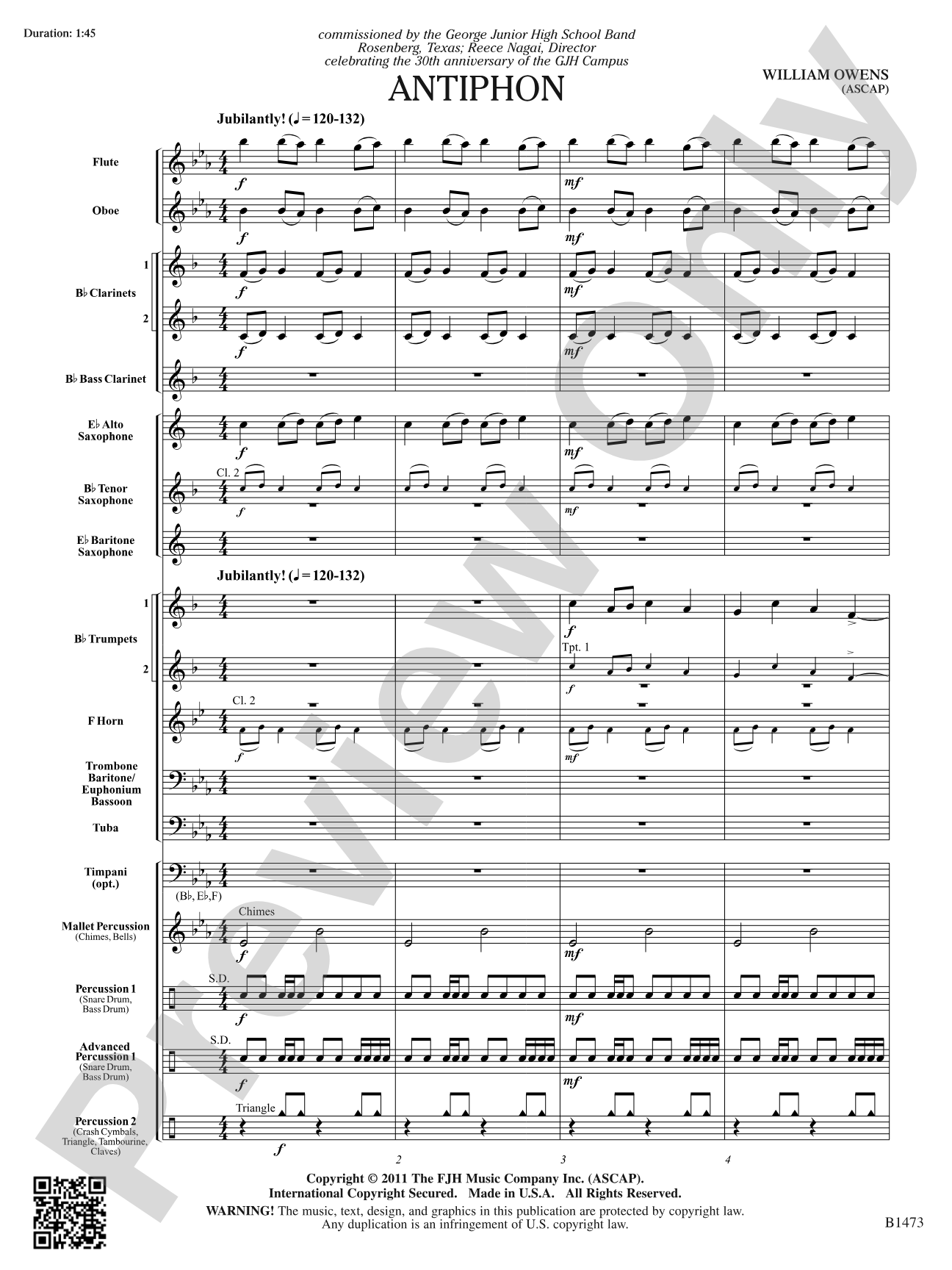 Antiphon: Concert Band Conductor Score & Parts