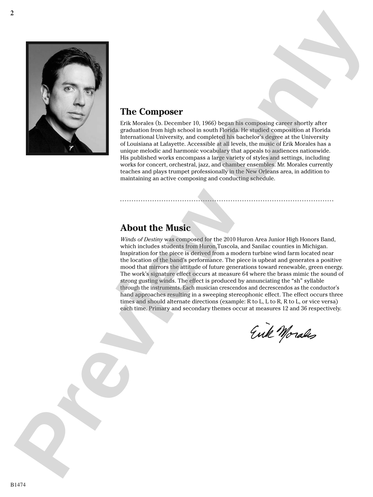 Winds of Destiny: Concert Band Conductor Score & Parts
