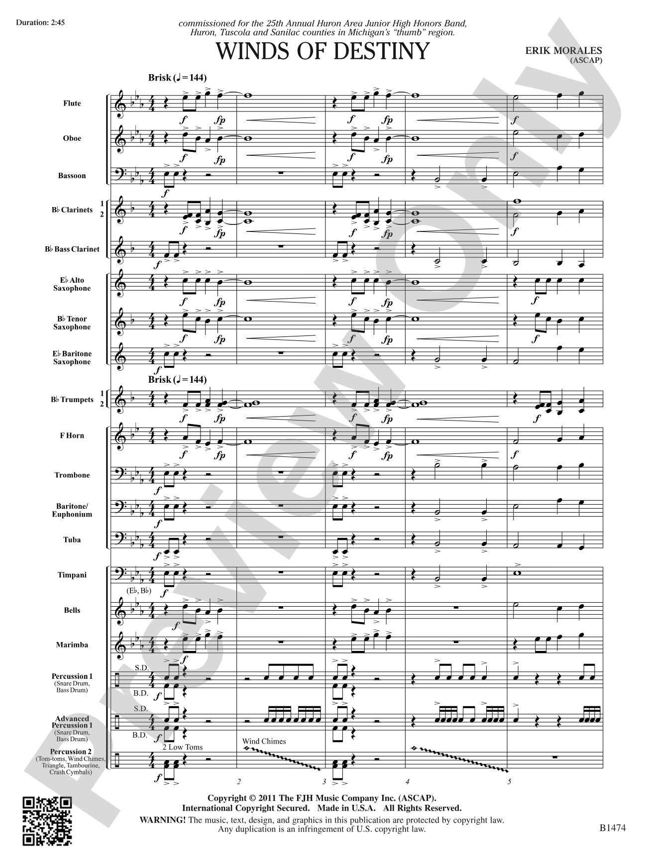 Winds of Destiny: Concert Band Conductor Score & Parts