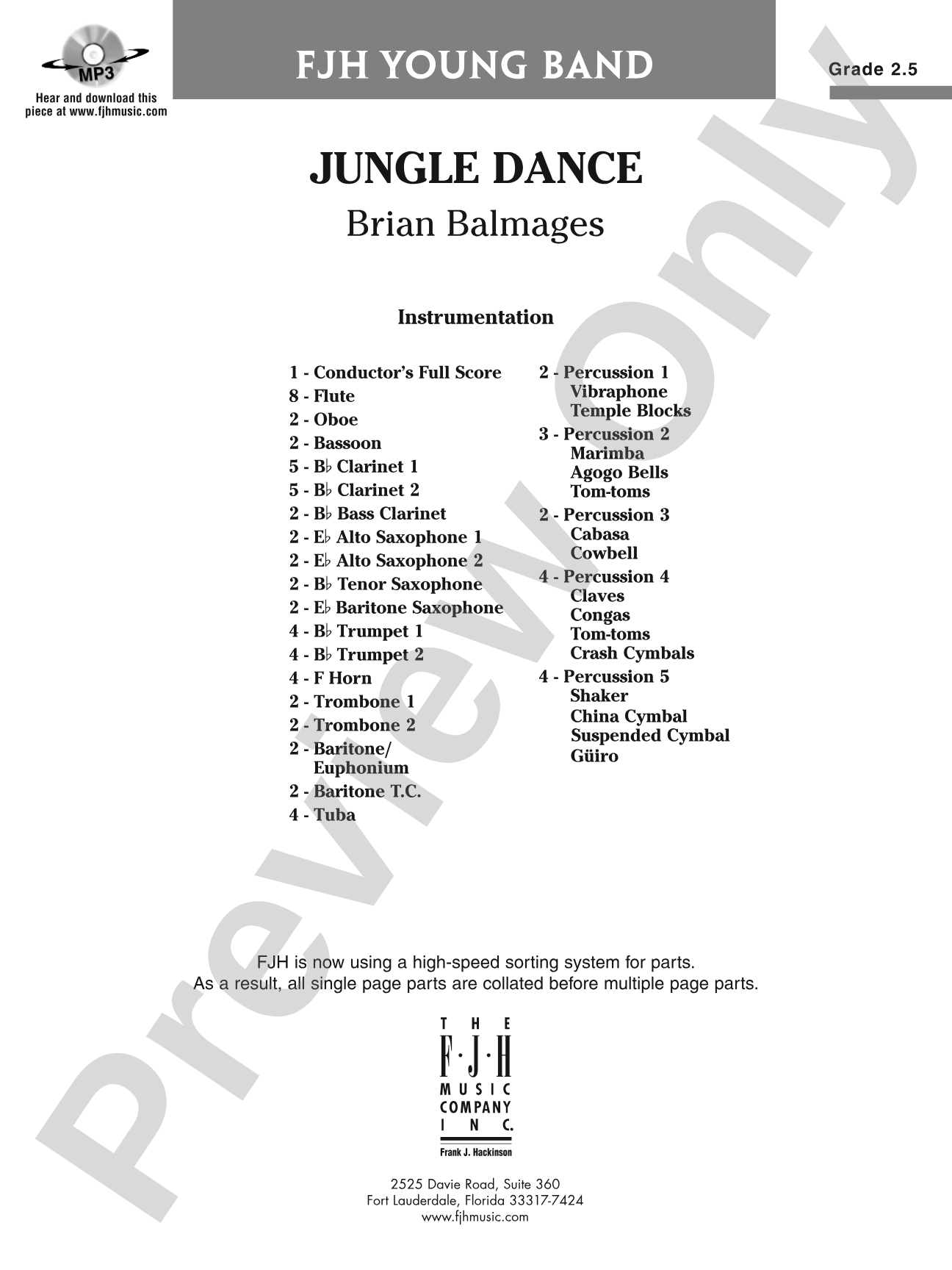 Jungle Dance: Concert Band Conductor Score & Parts