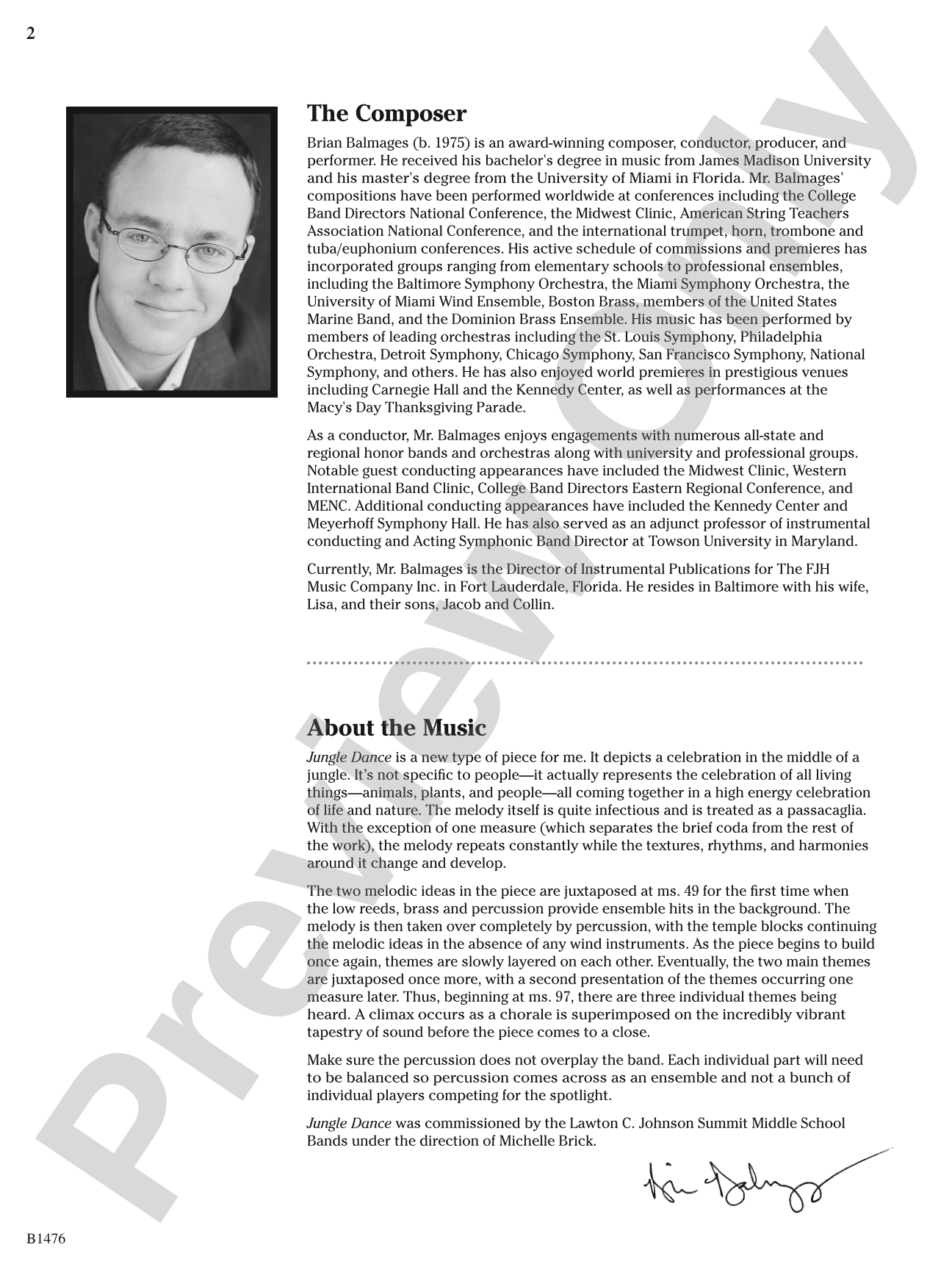 Jungle Dance: Concert Band Conductor Score & Parts