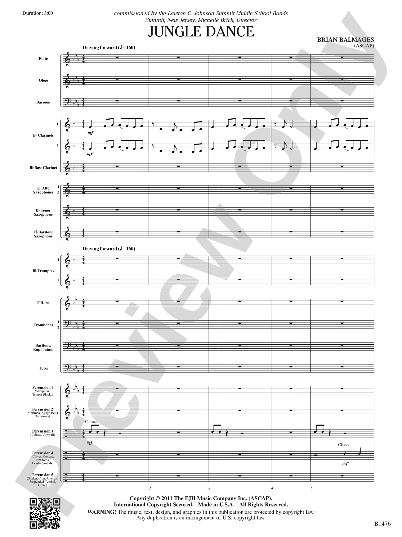 Jungle Dance: Concert Band Conductor Score & Parts