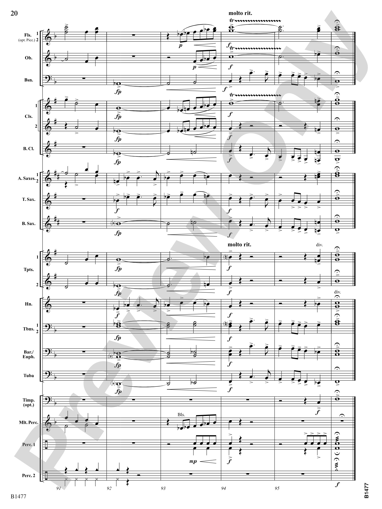 And Bless Us Every One: Concert Band Conductor Score & Parts
