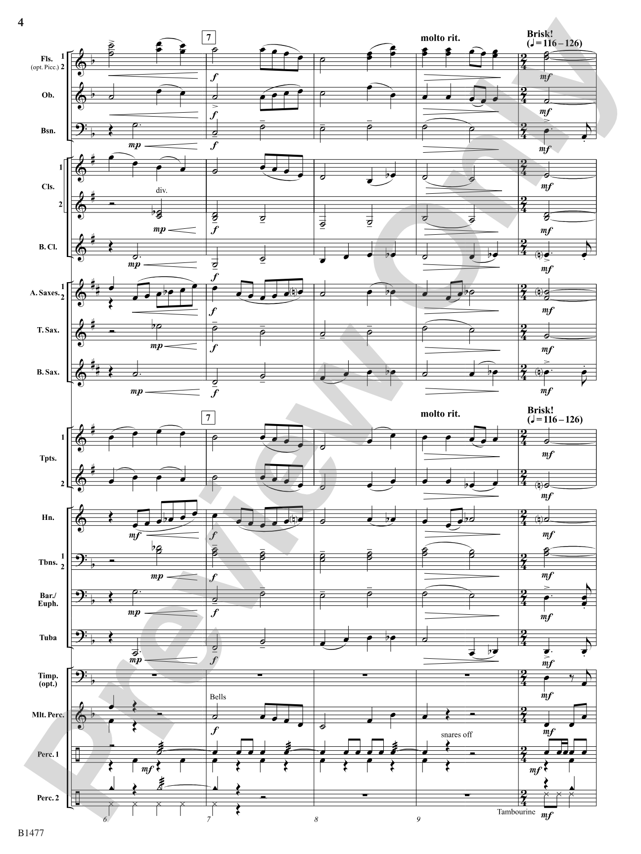 And Bless Us Every One: Concert Band Conductor Score & Parts