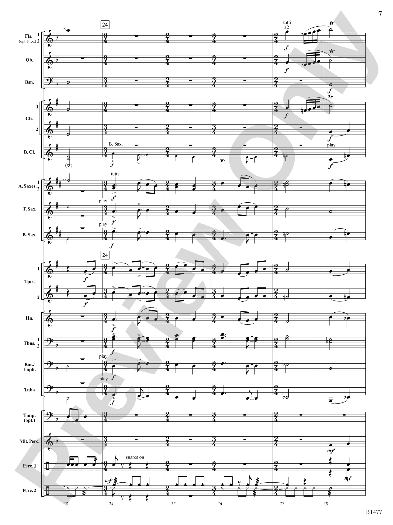 And Bless Us Every One: Concert Band Conductor Score & Parts